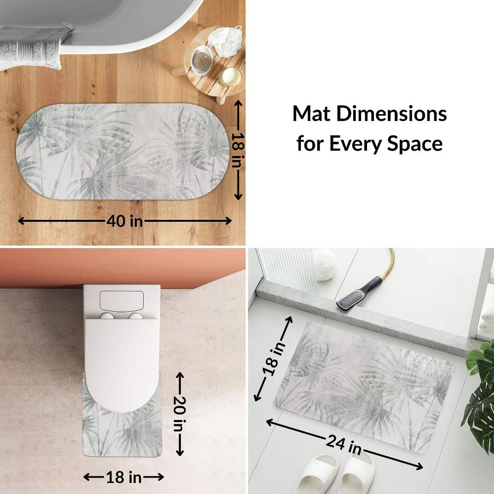 Evideco Palm Breeze 3-Piece Bath Mat Set – Includes Standard Runner And Contour Bathroom Mats & Rugs Bath Rugs