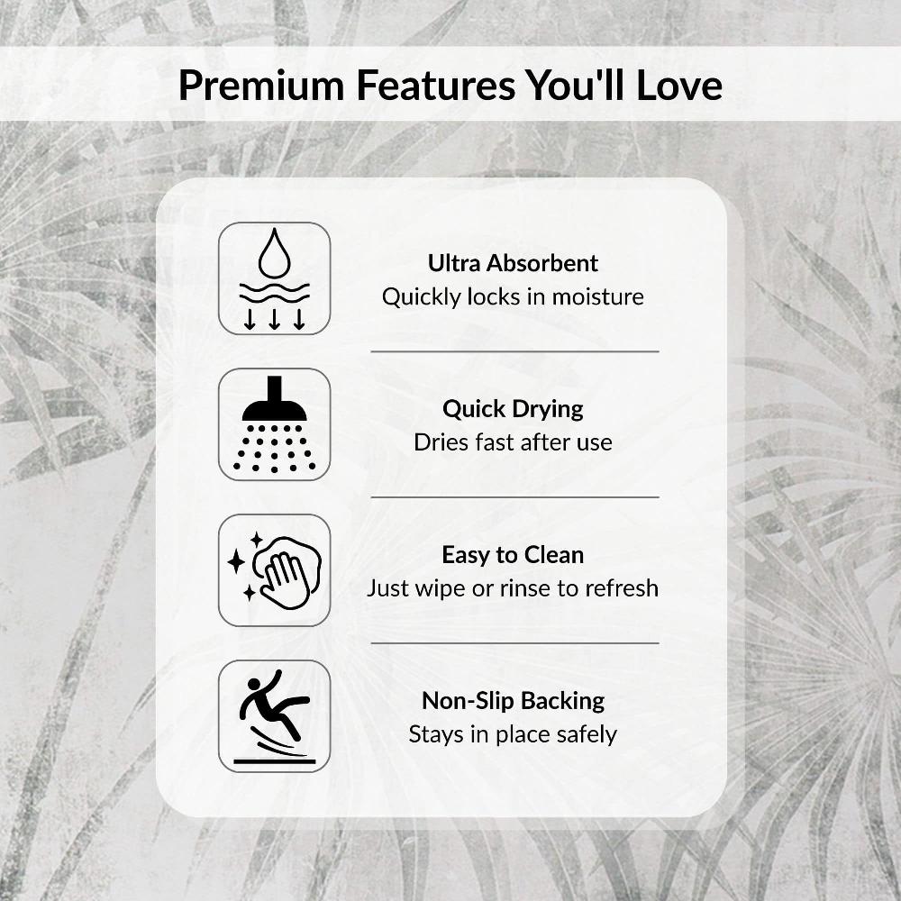 Evideco Palm Breeze Bath Mat 24×18 – Ultra Absorbent Quick Dry Rug With Anti-Slip Rubber Backing Bathroom Mats & Rugs Bath Rugs