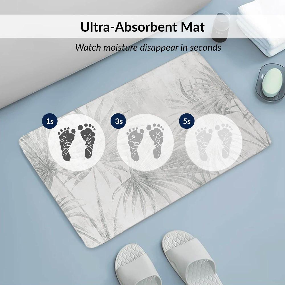 Evideco Palm Breeze Bath Mat 24×18 – Ultra Absorbent Quick Dry Rug With Anti-Slip Rubber Backing Bathroom Mats & Rugs Bath Rugs