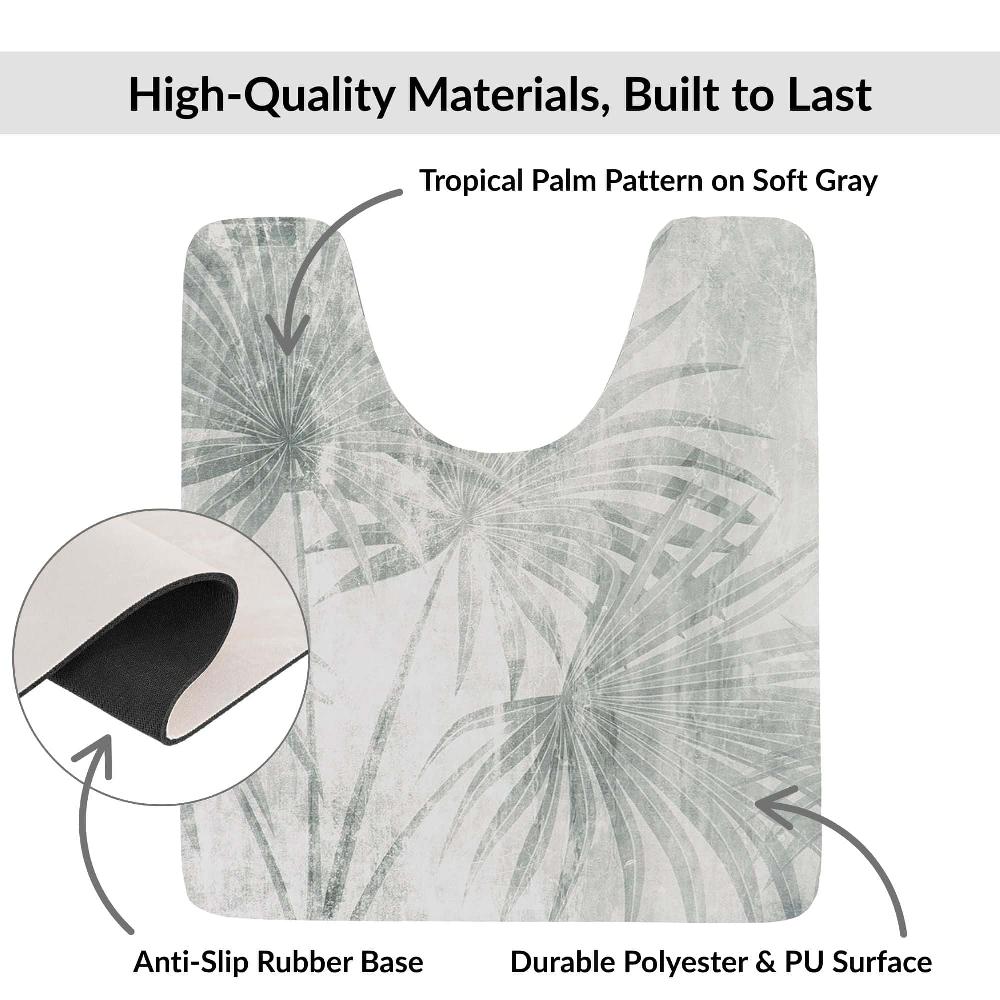 Evideco Palm Breeze Contour Bath Mat 20×18 – Ultra Absorbent Quick Dry Rug With Anti-Slip Rubber Backing Bathroom Mats & Rugs Toilet Contour Rugs