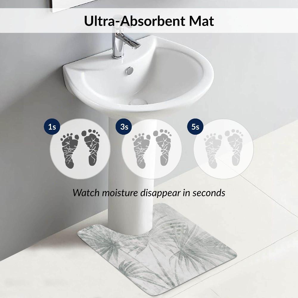 Evideco Palm Breeze Contour Bath Mat 20×18 – Ultra Absorbent Quick Dry Rug With Anti-Slip Rubber Backing Bathroom Mats & Rugs Toilet Contour Rugs