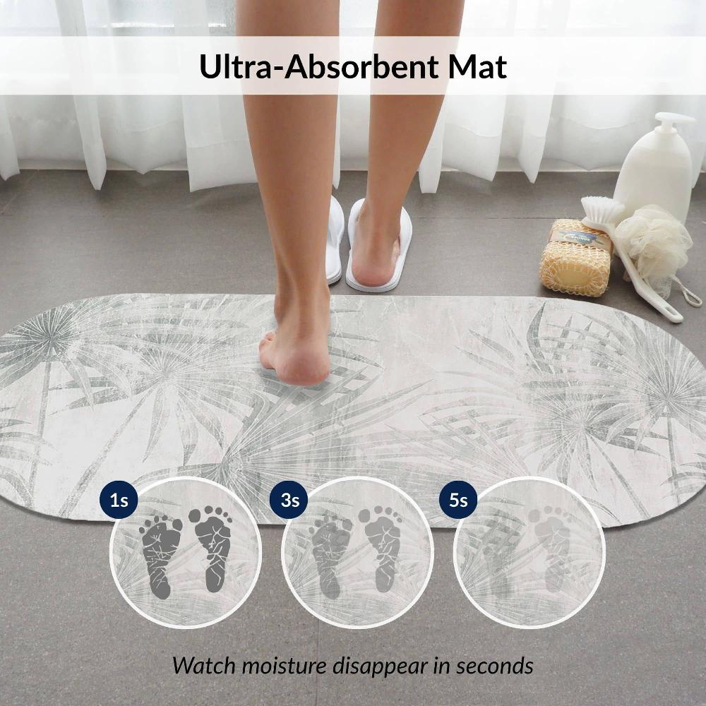 Evideco Palm Breeze Runner Bath Mat 40×18 – Ultra Absorbent Quick Dry Rug With Anti-Slip Rubber Backing Bathroom Mats & Rugs Bath Mat Runners