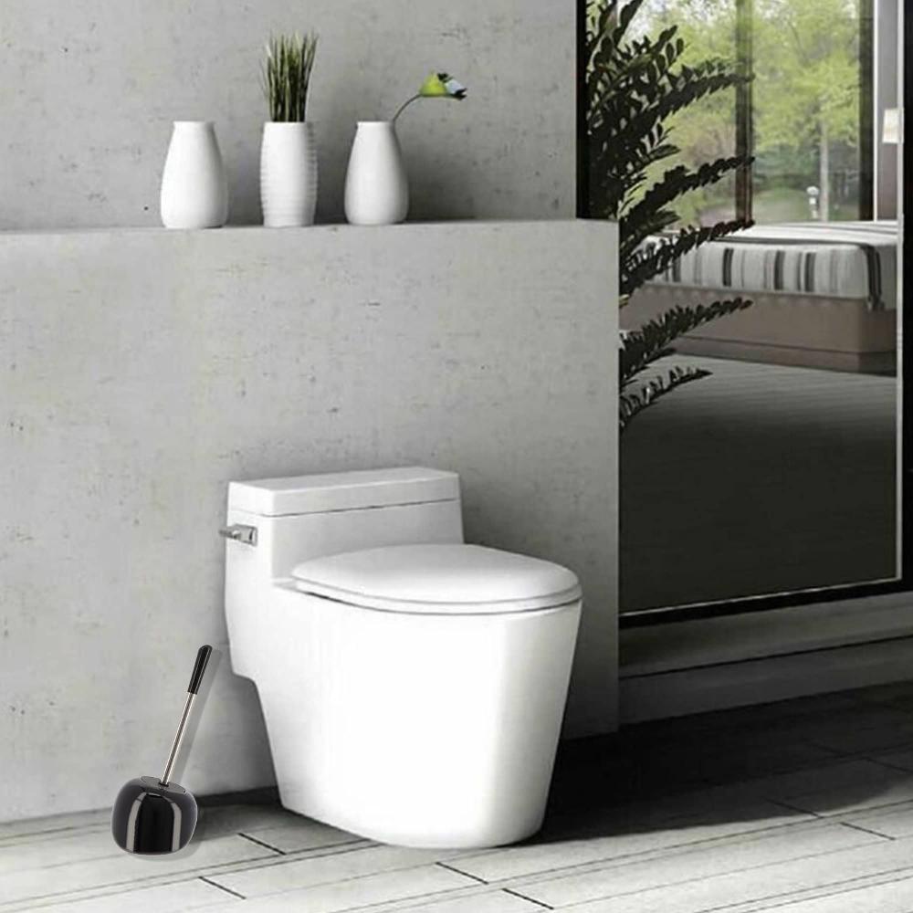 evideco PISE Freestanding Black Toilet Brush and Holder Set Toilet Seats & Accessories Toilet Brushes