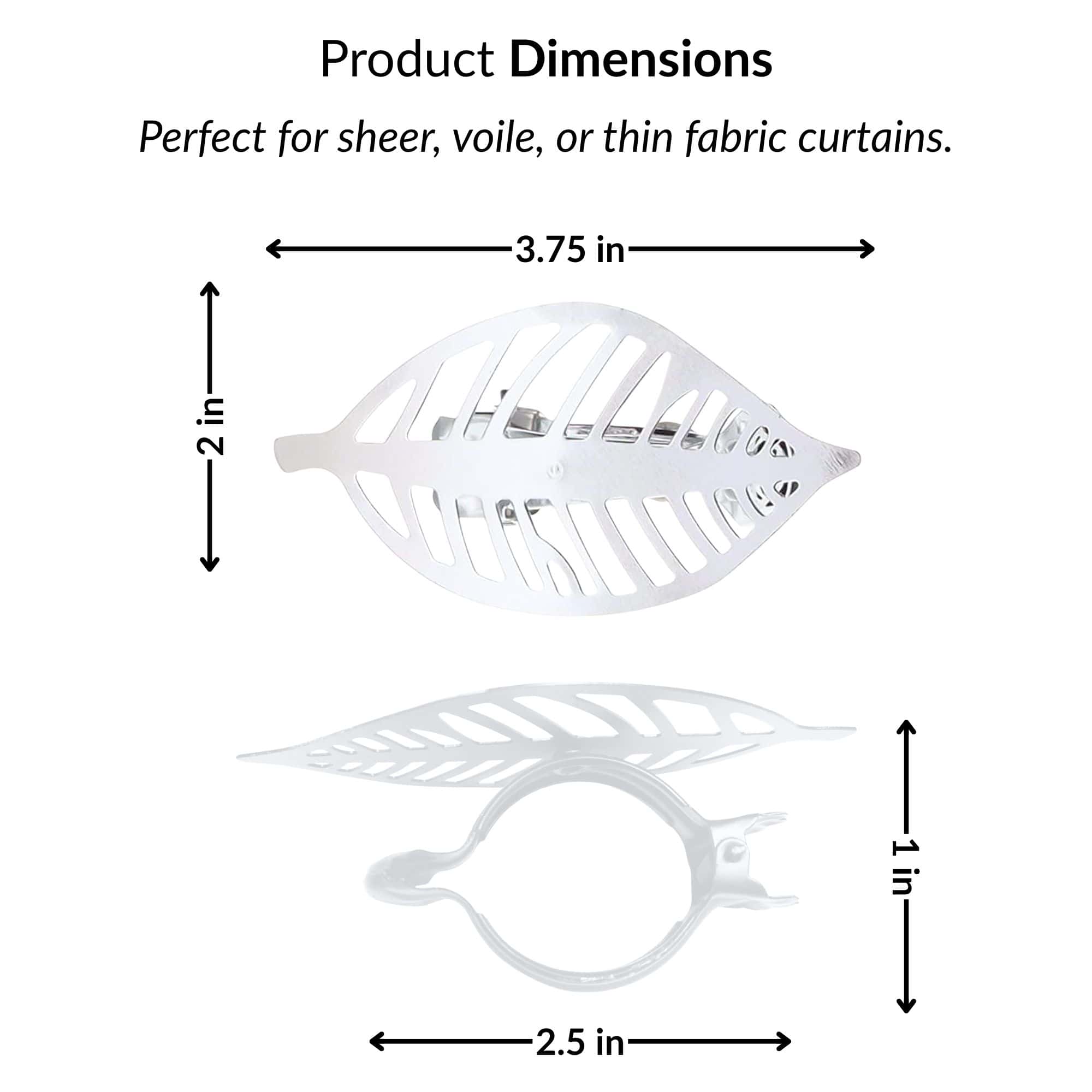 Evideco Polished Silver Leaf Curtain Tiebacks Set Of 2 Home Accessories Tie Backs & Magnets Curtain Clips Metal Curtain Clips