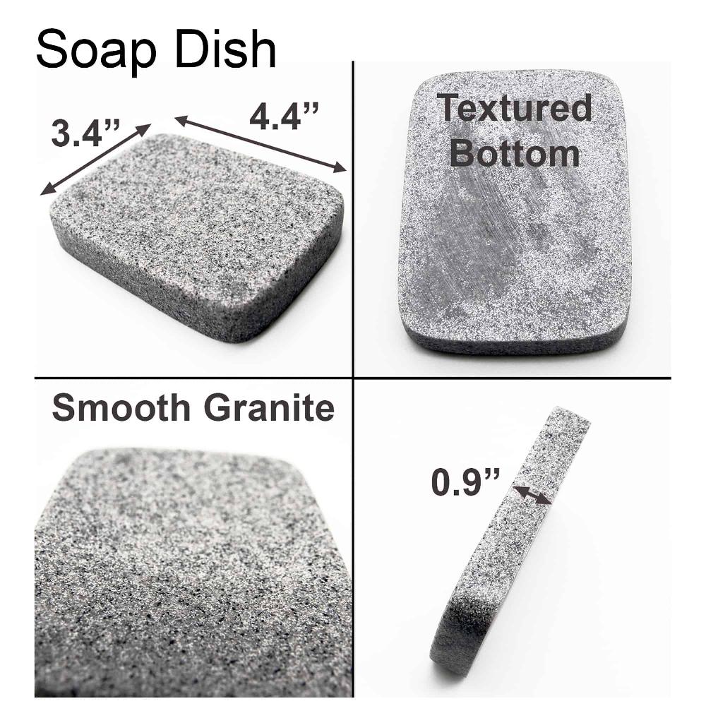Evideco Rectangular Grey Granite Soap Dish Cup Dispenser Bathroom Accessories Soap Dishes