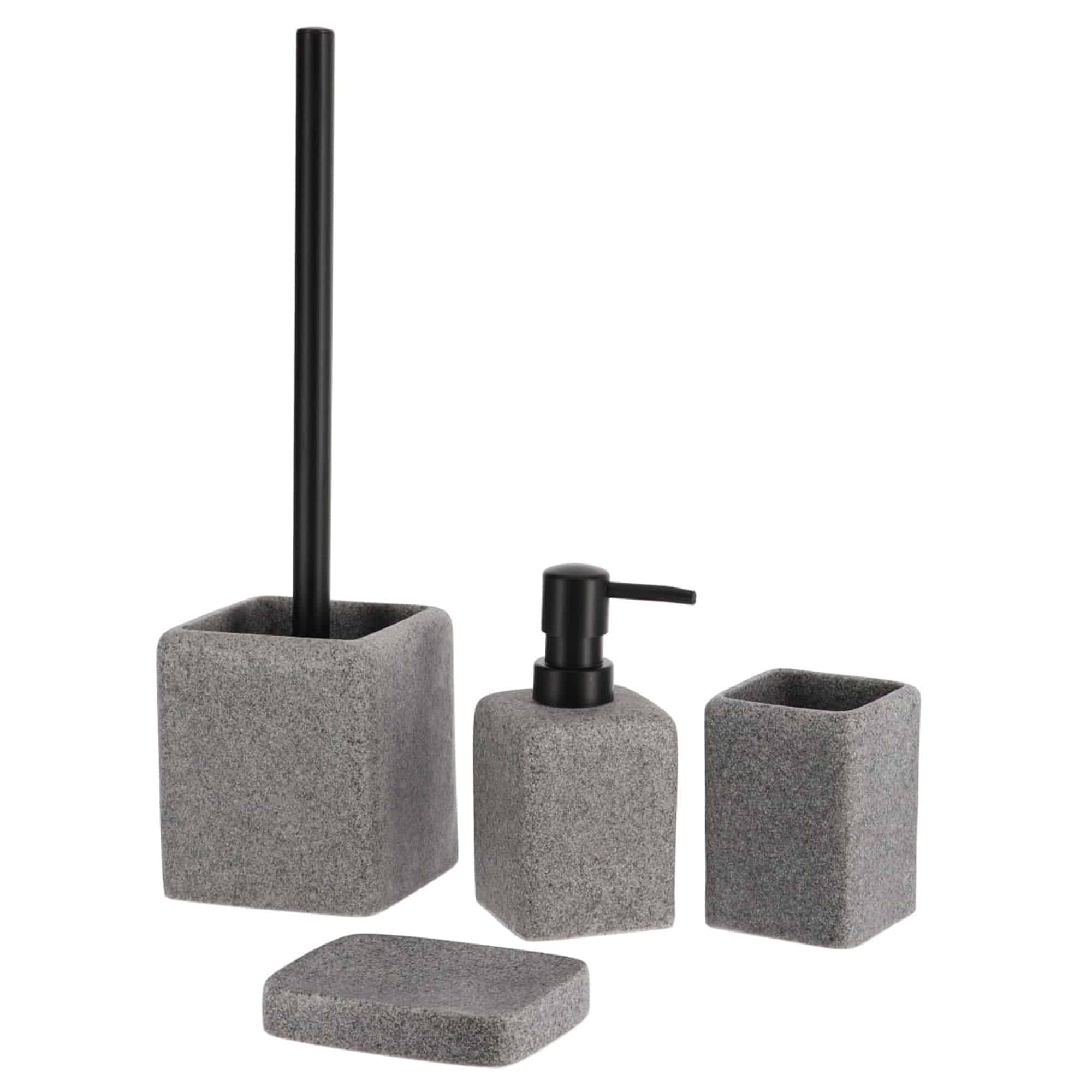 Evideco Rectangular Grey Granite Soap Dish Cup Dispenser Bathroom Accessories Soap Dishes