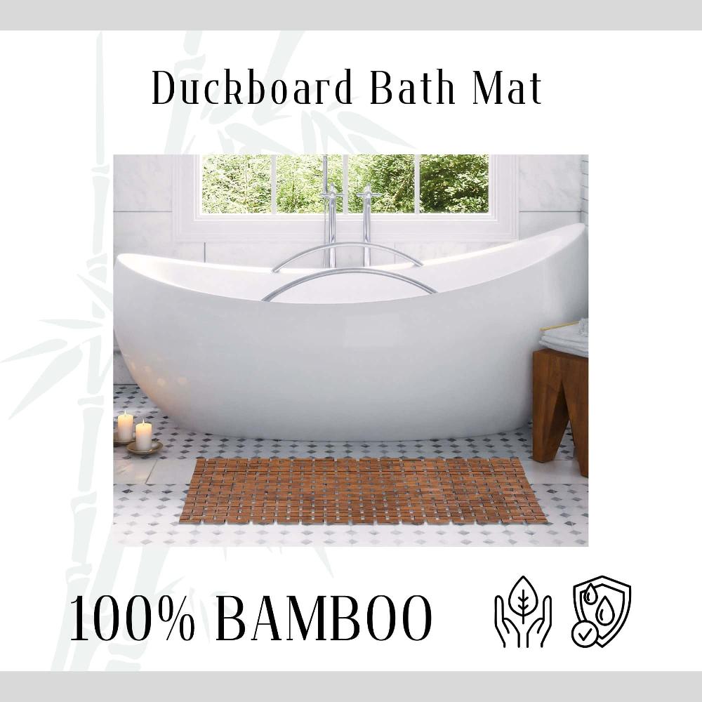 Evideco Rectangular Natural Bamboo Bathroom Mat – Non Slip Bath Mat – Foldable Duckboard 16 X 40 Inches Brown Bathroom Mats & Rugs Bath Rugs