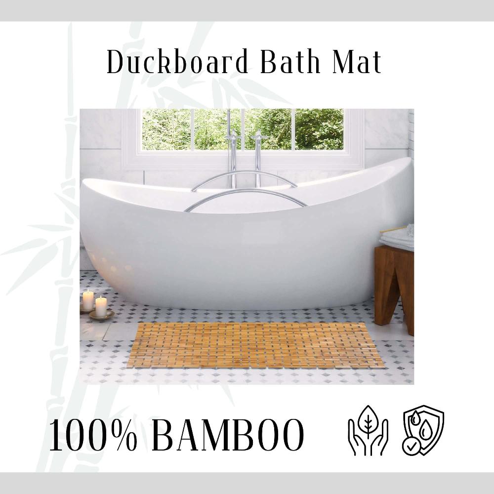 Evideco Rectangular Natural Bamboo Bathroom Mat – Non Slip Bath Mat – Foldable Duckboard 16 X 40 Inches Light Brown Bathroom Mats & Rugs Bath Rugs