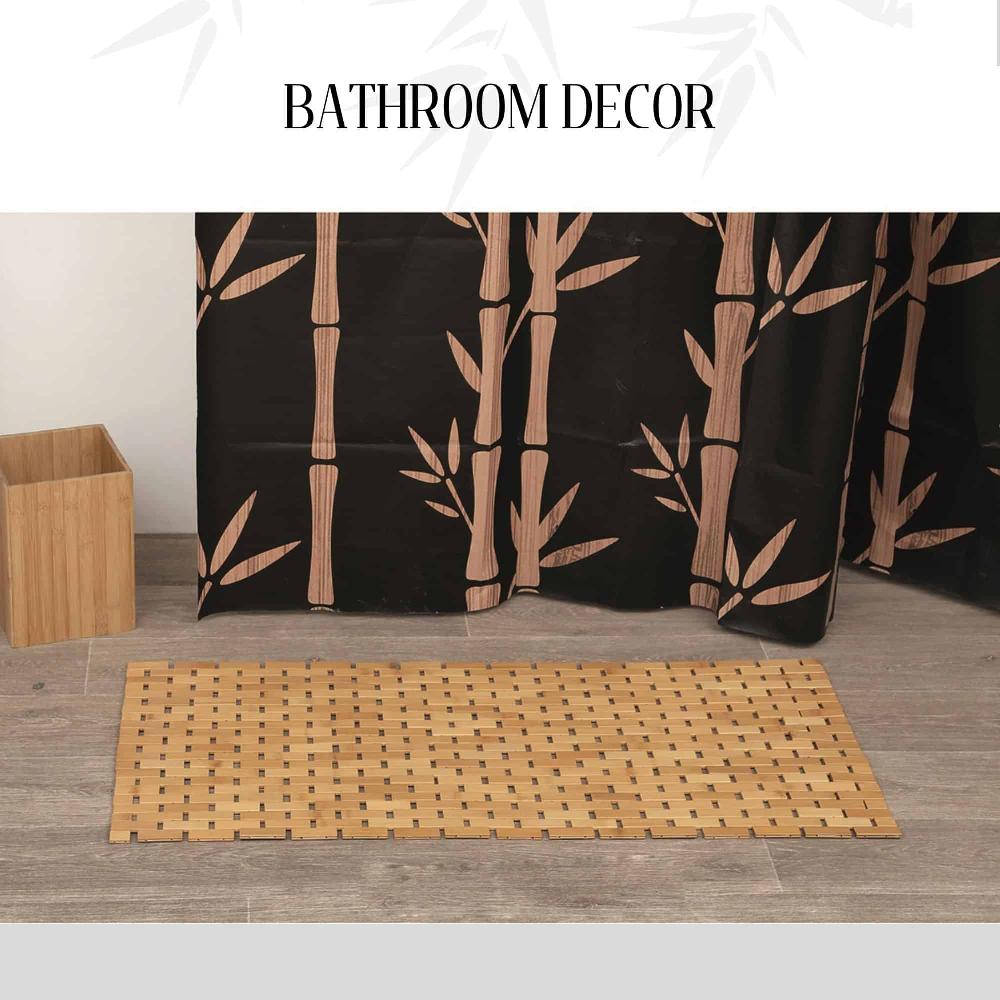 Evideco Rectangular Natural Bamboo Bathroom Mat – Non Slip Bath Mat – Foldable Duckboard 16 X 40 Inches Light Brown Bathroom Mats & Rugs Bath Rugs