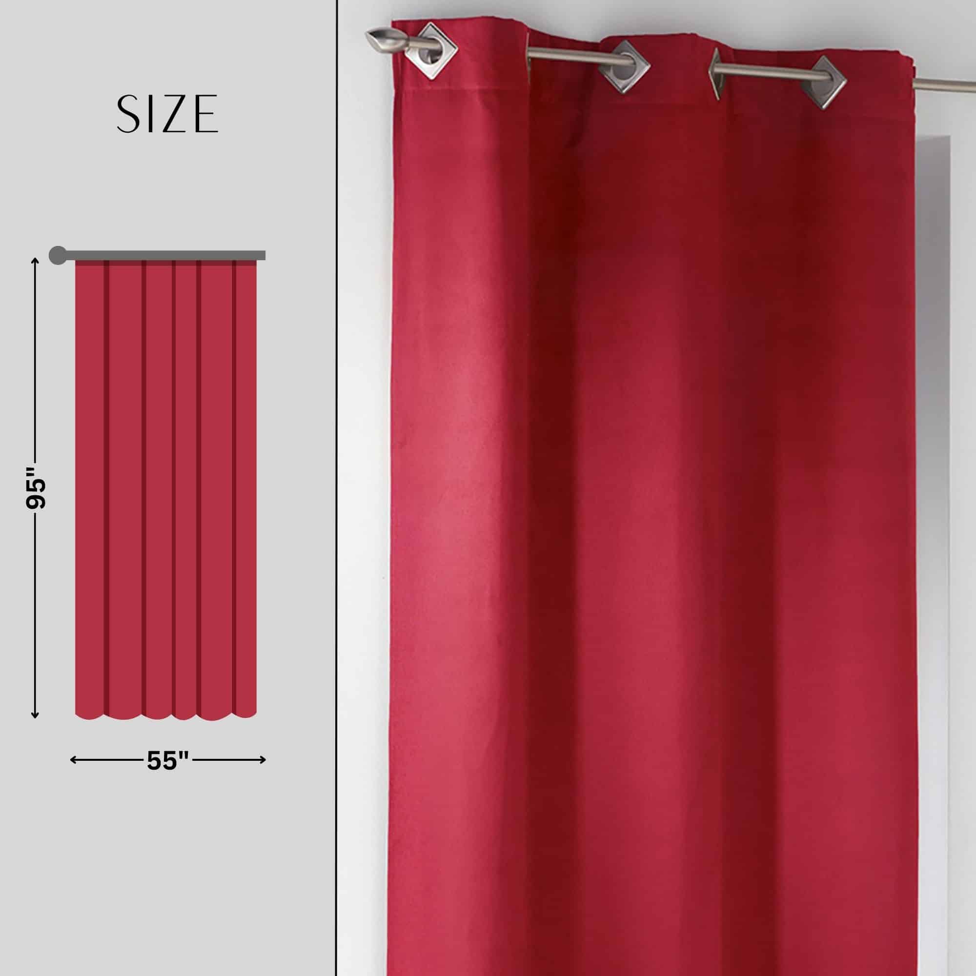 Evideco Rich Ruby Red Suede Curtain Panel – Velvet Texture Drapery For Living & Bedroom Elegance – 95×55 Inches Home Accessories Window Curtains Darkening Curtains