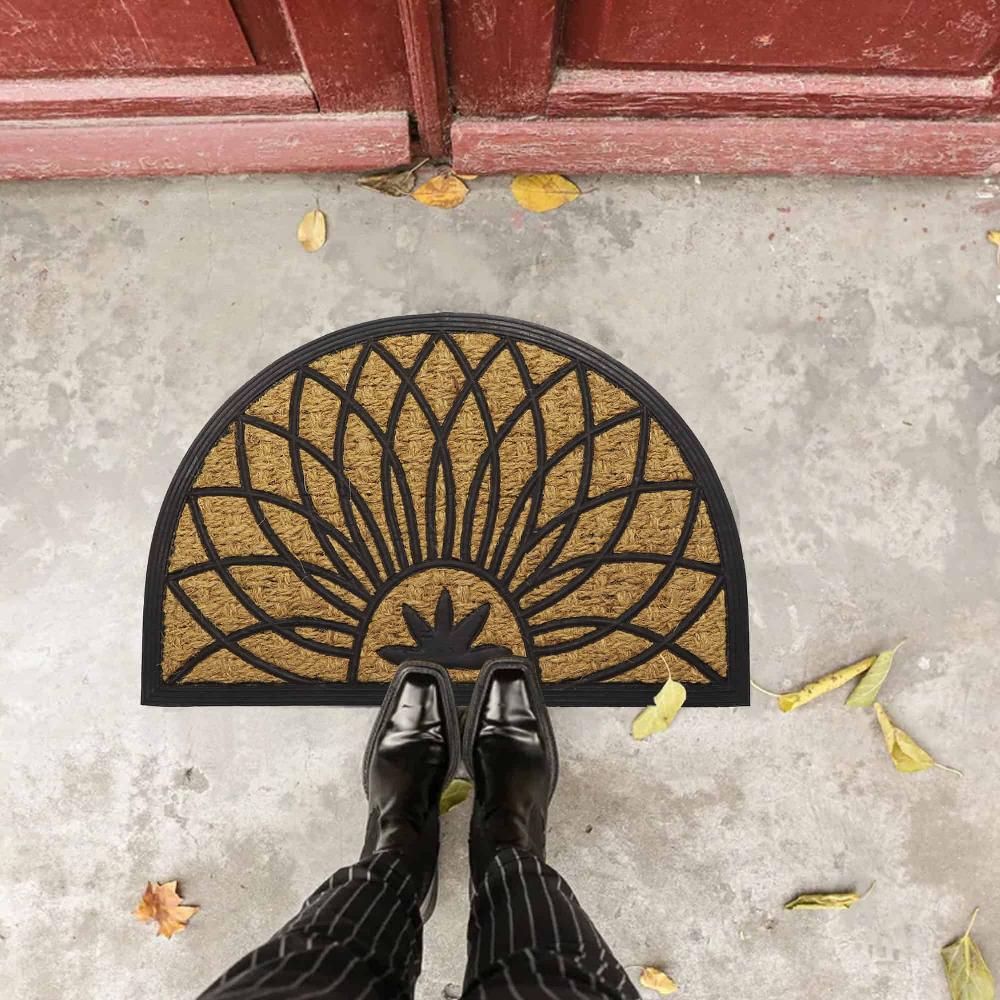 Evideco Rosace Half Circle Door Mat 24×16 Inch Home Accessories Door Mats Sheltered Door