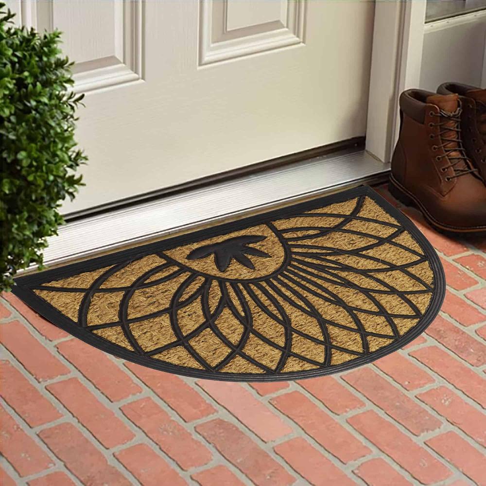 Evideco Rosace Half Circle Door Mat 24×16 Inch Home Accessories Door Mats Sheltered Door