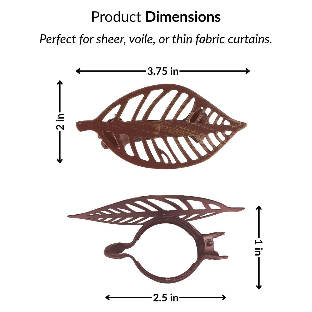 Evideco Rustic Brown Leaf Curtain Tiebacks Set Of 2 Home Accessories Tie Backs & Magnets Curtain Clips Metal Curtain Clips