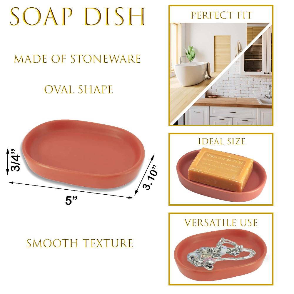 Evideco Rustic Stoneware Soap Dish Cup In Terracotta – Add A Touch Of Natural Beauty To Your Bathroom And Keep Your Soap Handy Bathroom Accessories Soap Dishes