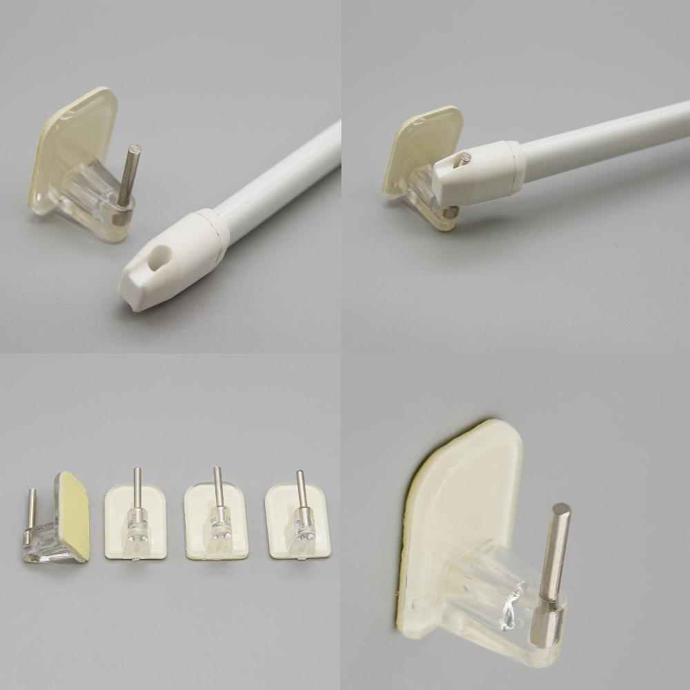 Evideco Self Adhesive Hooks Sash Rod Kitchen Curtains Set Of 4 – Clear Home Accessories Kitchen & Cafe Rods