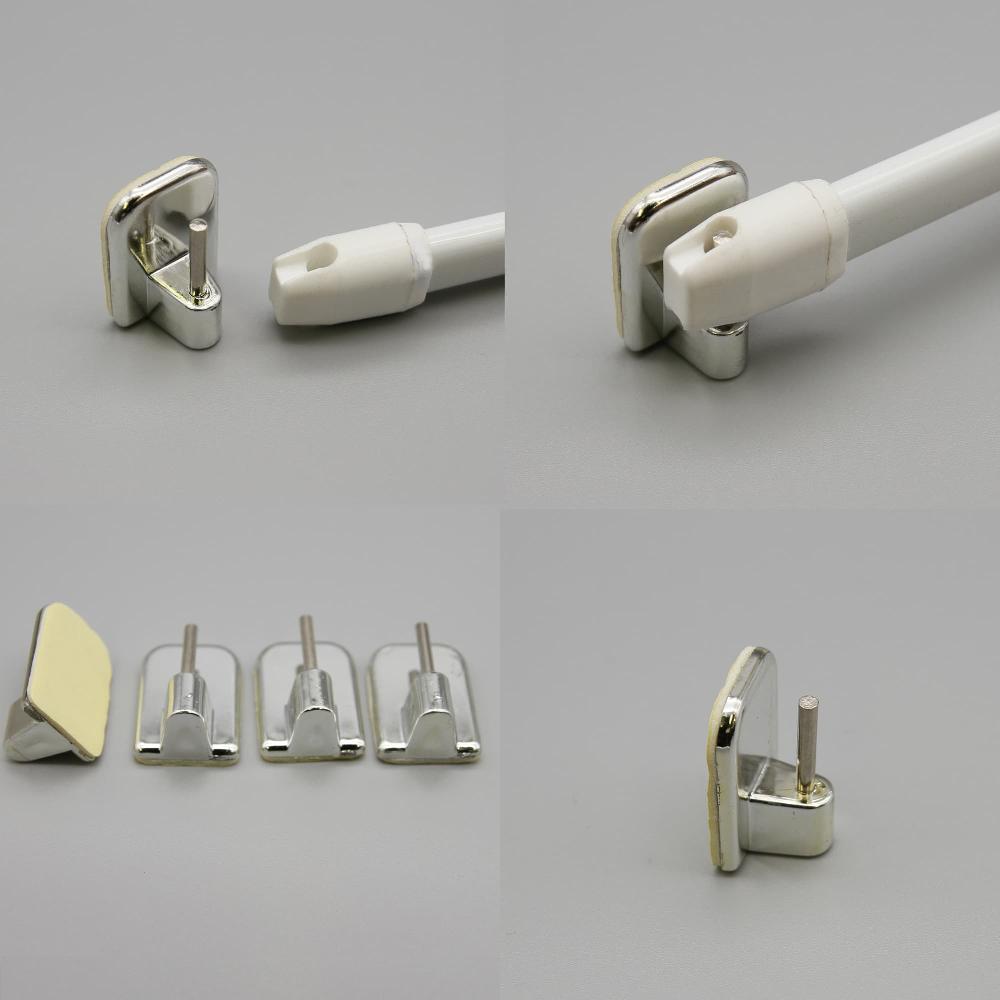 Evideco Self Adhesive Hooks Sash Rod Kitchen Curtains Set Of 4 – Silver Home Accessories Kitchen & Cafe Rods