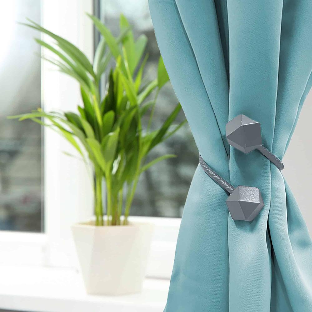 evideco Set of 2 Elegant Gray Tiebacks – Flexible Design with Wooden Tips and Faux Leather Covering – Enhance Your Curtains Home Accessories Tie Backs & Magnets Twist Tie Backs Large Tie Backs For Window Curtains & Drapes