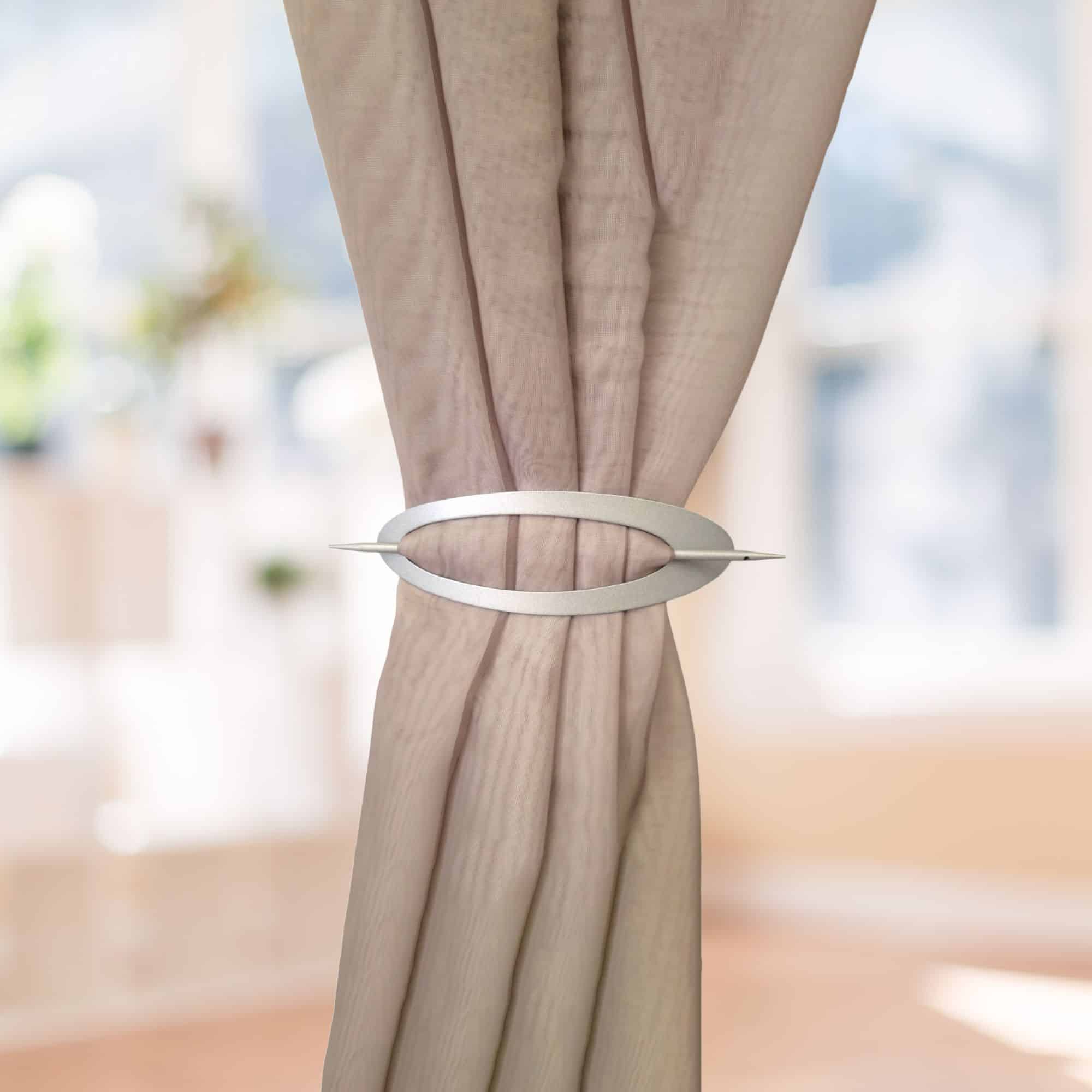 Evideco Set Of 2 Elegant Metal Curtain Tiebacks Oval Design For Easy Install – Perfect For Drapes Curtains And Sheer Panels – Gray Home Accessories Tie Backs & Magnets Textile Tiebacks