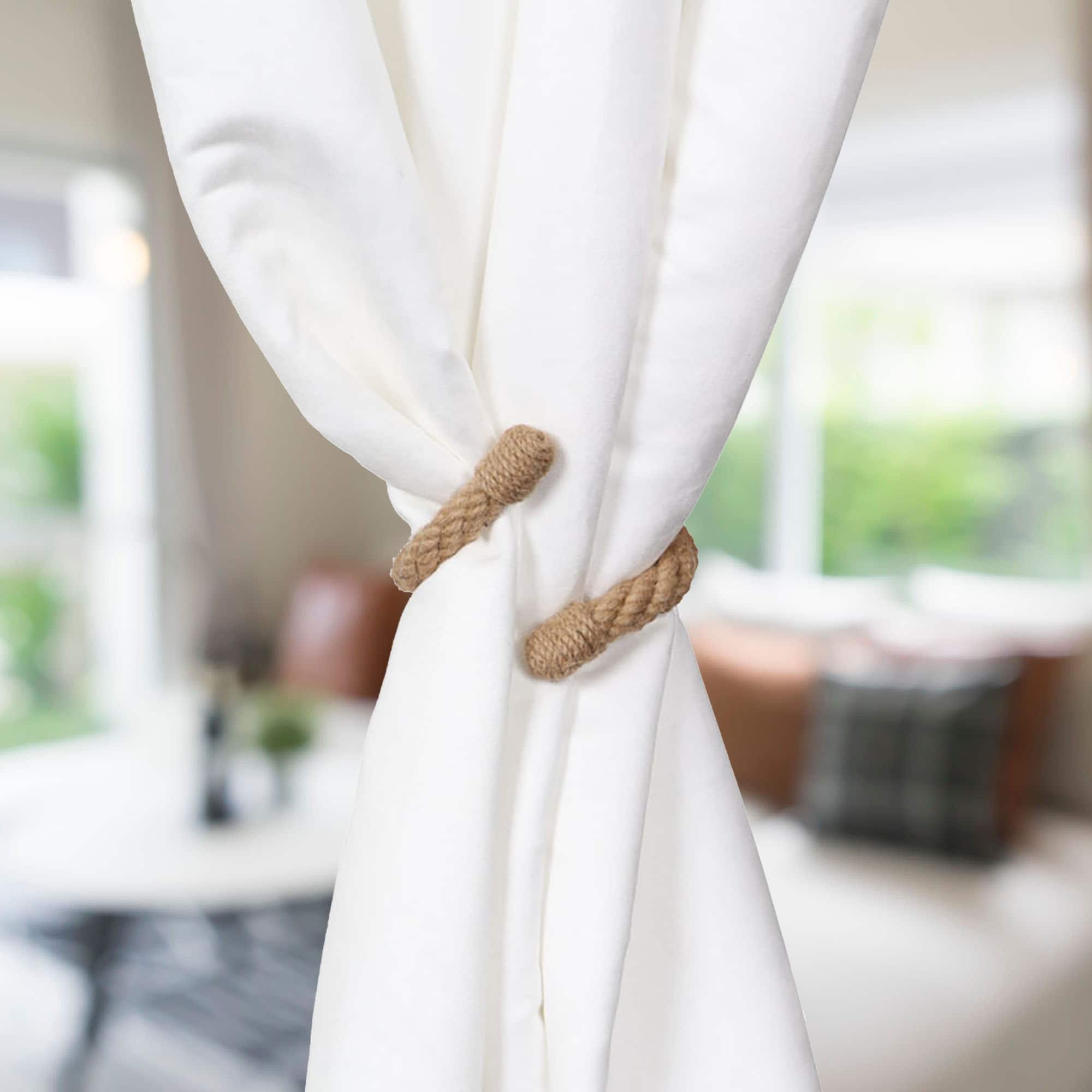 Evideco Set Of 2 Elegant Rope Curtain Tiebacks – Decorative Holdbacks For Drapes In Jute Home Accessories Tie Backs & Magnets Textile Tiebacks