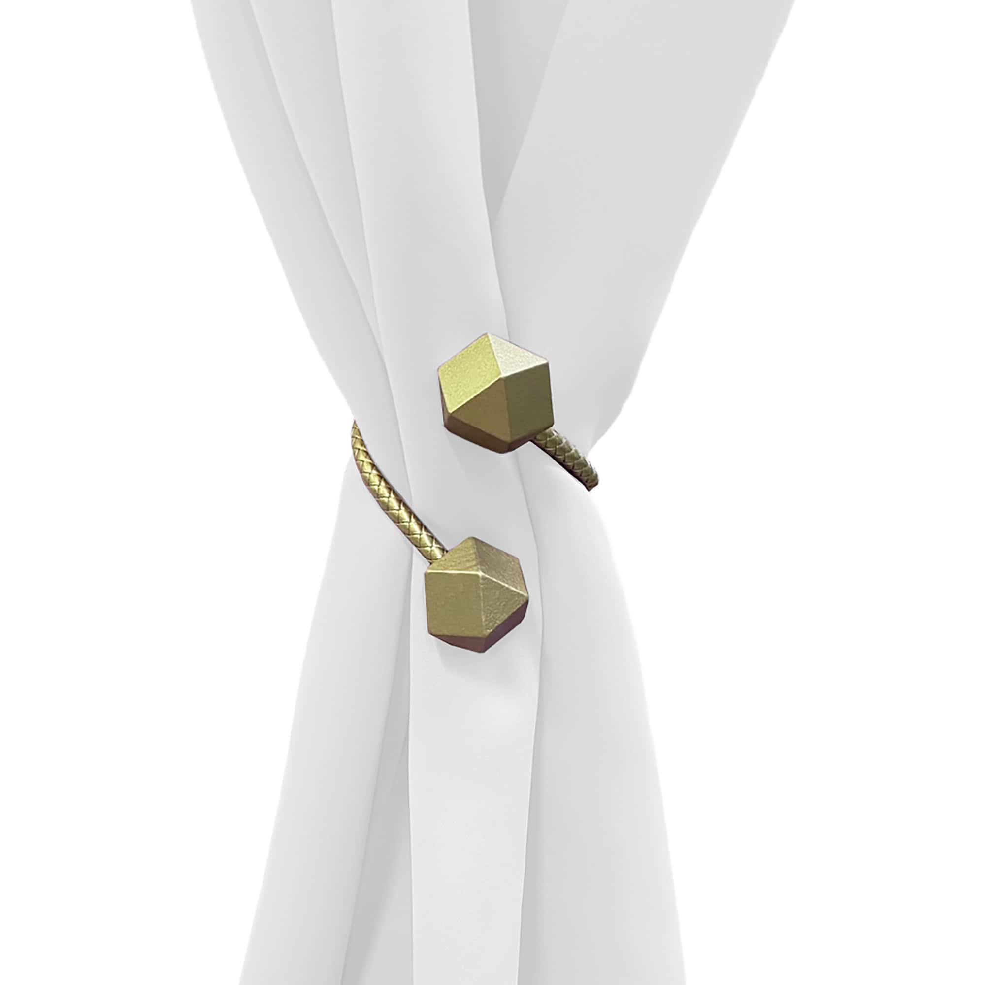 Evideco Set Of 2 Glamour Gold Tiebacks – Flexible Design With Wooden Tips And Faux Leather Covering – A Chic And Luxurious Home Decor Accessory Home Accessories Tie Backs & Magnets Twist Tie Backs Large Tie Backs For Window