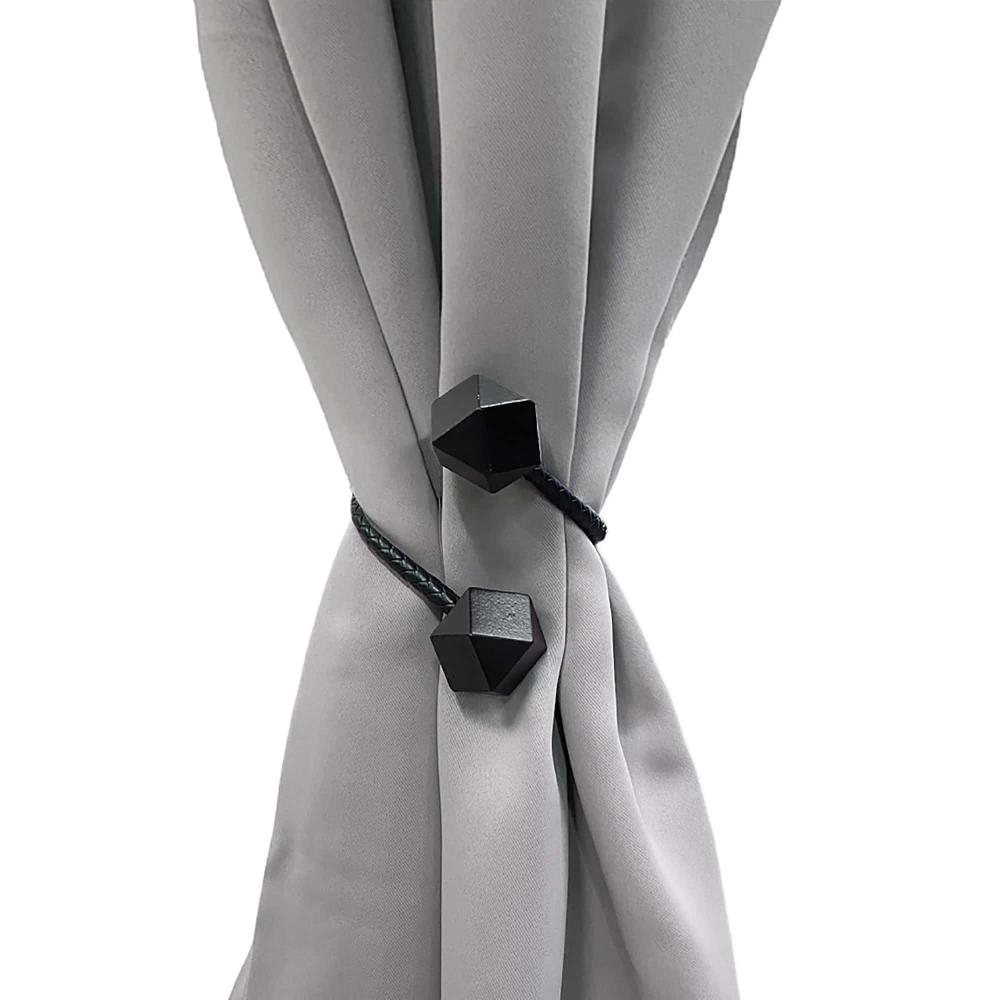 Evideco Set Of 2 Intense Black Tiebacks – Flexible Design With Wooden Tips And Faux Leather Covering – Upgrade Your Home Decor Home Accessories Tie Backs & Magnets Twist Tie Backs Large Tie Backs For Window Curtains & Drapes