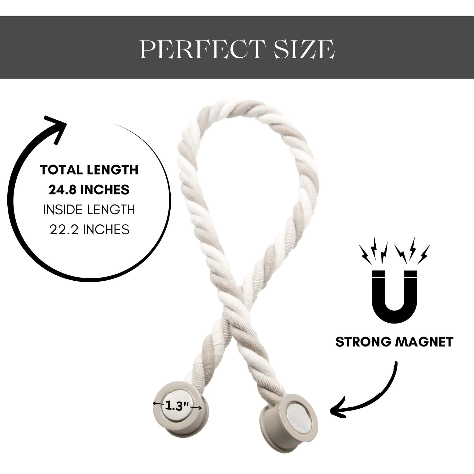 Evideco Set Of 2 Magnetic Braided Cord Curtain Tiebacks – Durable Woven Design For Easy Use – Beige Home Accessories Tie Backs & Magnets Textile Tiebacks