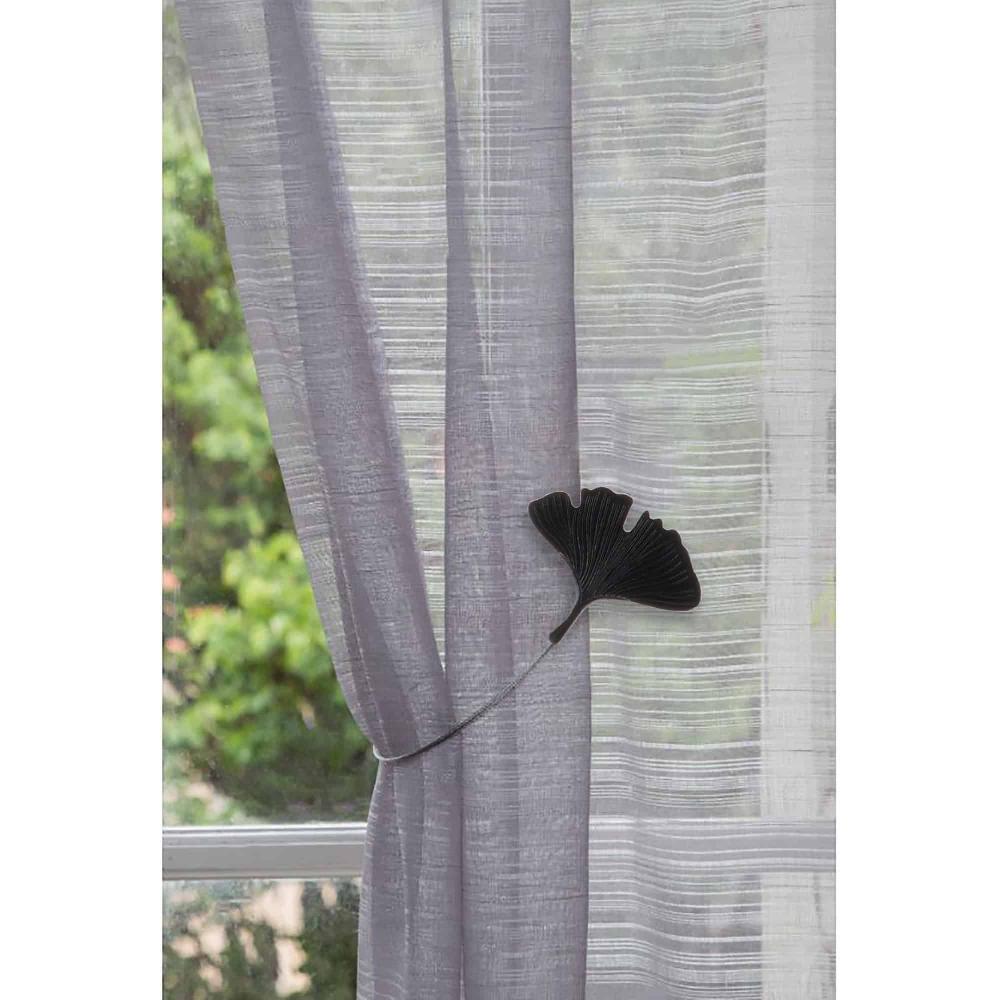 Evideco Set Of 2 Magnetic Curtain Tiebacks With Black Metal Ginkgo Leaf Design: Modern Elegance For Curtains And Drapes Home Accessories Tie Backs & Magnets