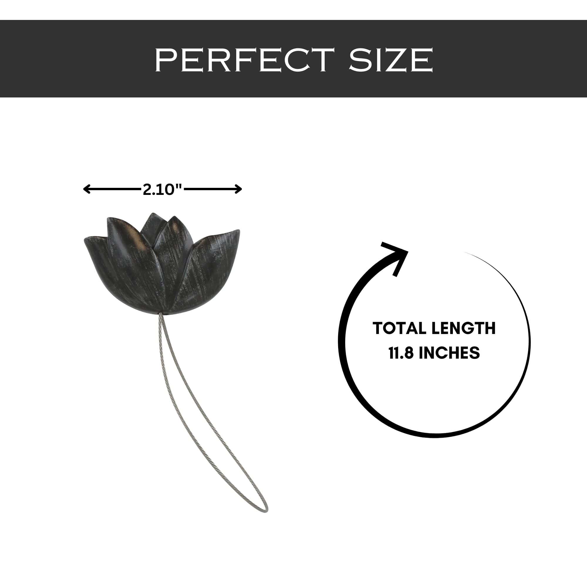 Evideco Set Of 2 Magnetic Tulip Curtain Tiebacks – Elegant Resin Design With Strong Magnet – Black/Silver Home Accessories Tie Backs & Magnets Magnetic Tie Backs Small Tie Backs For Window Sheers