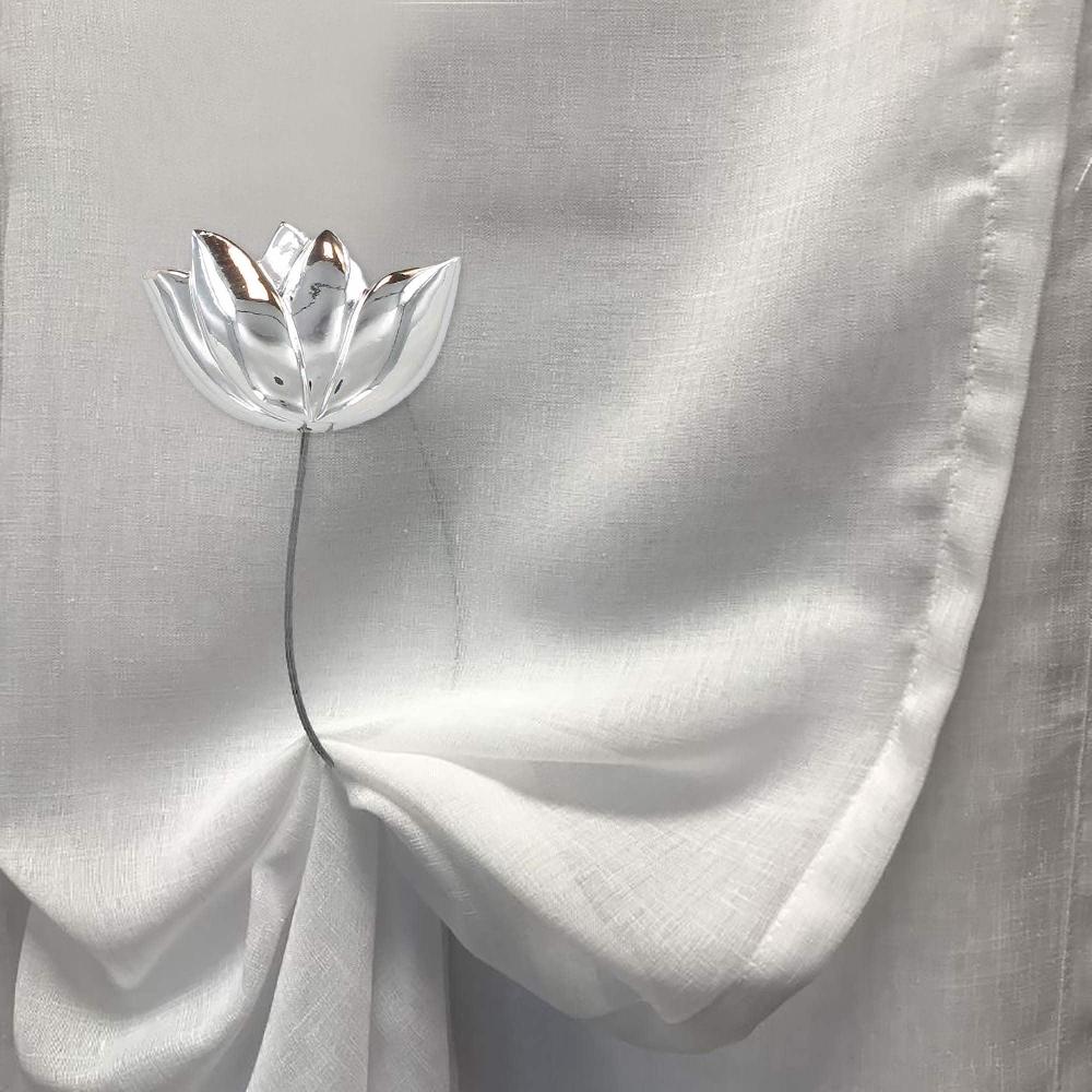 Evideco Set Of 2 Magnetic Tulip Curtain Tiebacks – Elegant Resin Design With Strong Magnet – Chrome Home Accessories Tie Backs & Magnets Magnetic Tie Backs Small Tie Backs For Window Sheers