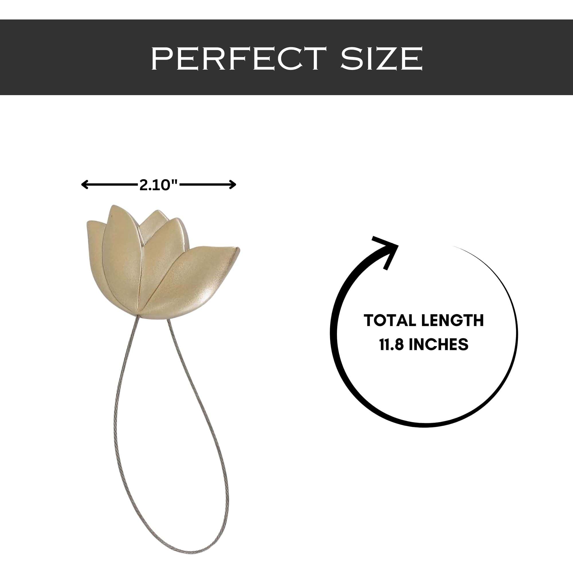 Evideco Set Of 2 Magnetic Tulip Curtain Tiebacks – Elegant Resin Design With Strong Magnet – Gold Home Accessories Tie Backs & Magnets Magnetic Tie Backs Small Tie Backs For Window Sheers
