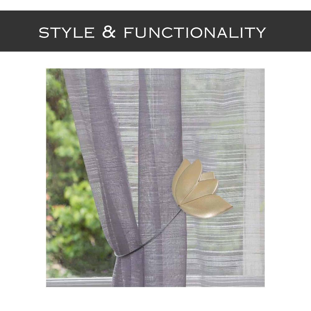 Evideco Set Of 2 Magnetic Tulip Curtain Tiebacks – Elegant Resin Design With Strong Magnet – Gold Home Accessories Tie Backs & Magnets Magnetic Tie Backs Small Tie Backs For Window Sheers