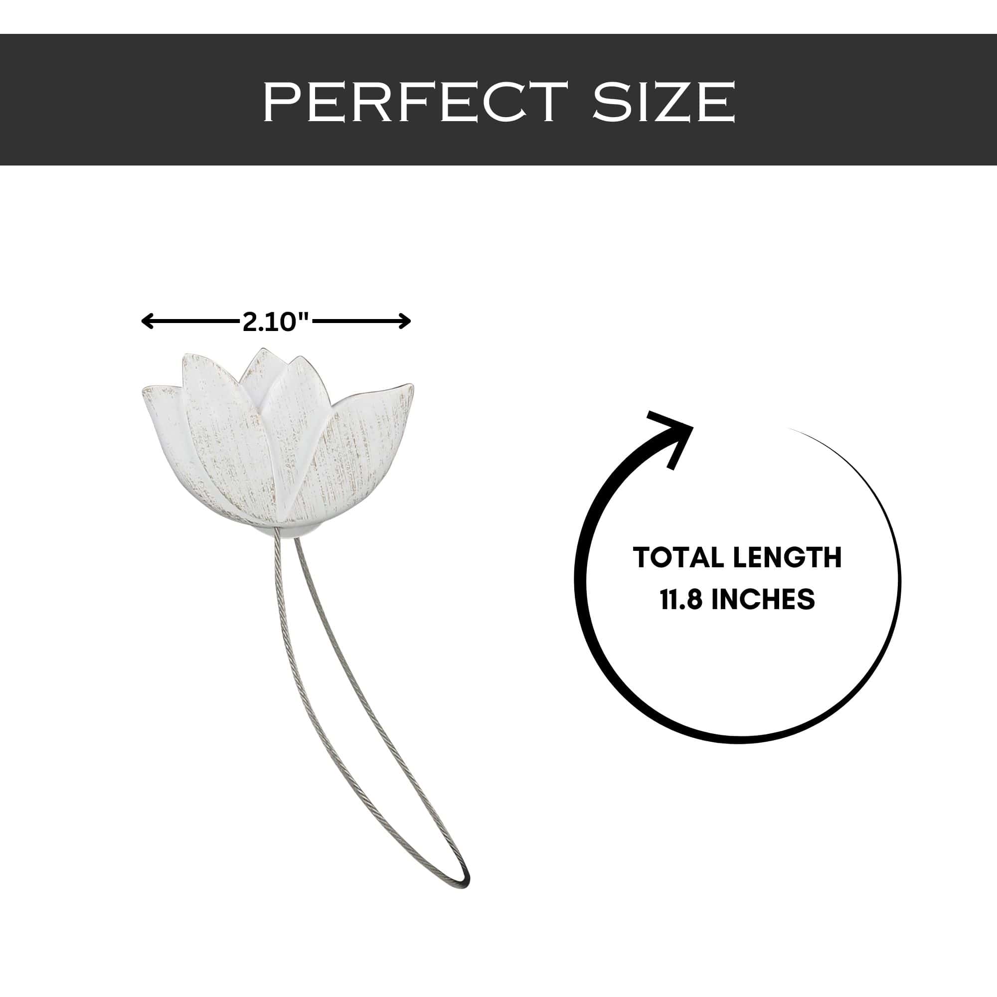 Evideco Set Of 2 Magnetic Tulip Curtain Tiebacks – Elegant Resin Design With Strong Magnet – White/Gold Home Accessories Tie Backs & Magnets Magnetic Tie Backs Small Tie Backs For Window Sheers