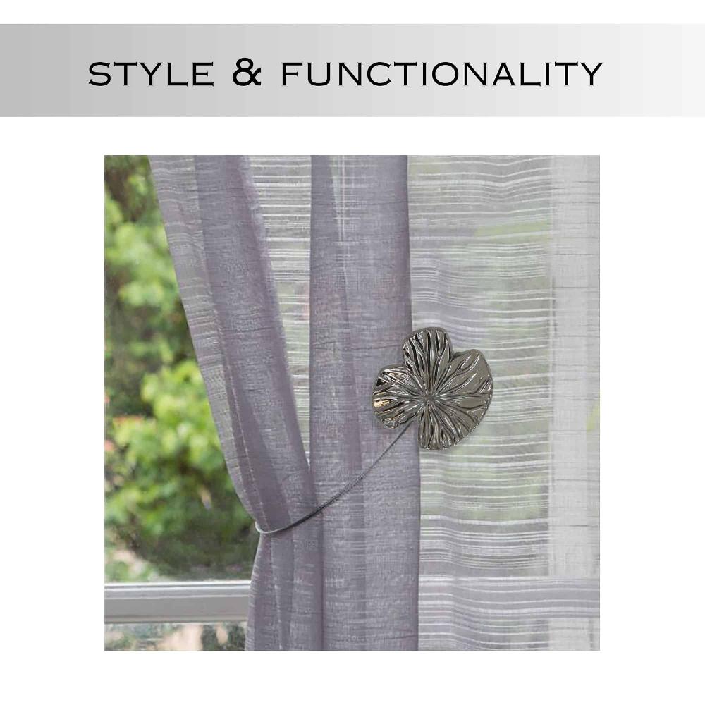 Evideco Set Of 2 Magnetic Water Lily Curtain Tiebacks – Resin Floral Design Strong Magnetic Closure No Installation Required – Graphite Home Accessories Tie Backs & Magnets Magnetic Tie Backs Small Tie Backs For Window Sheer