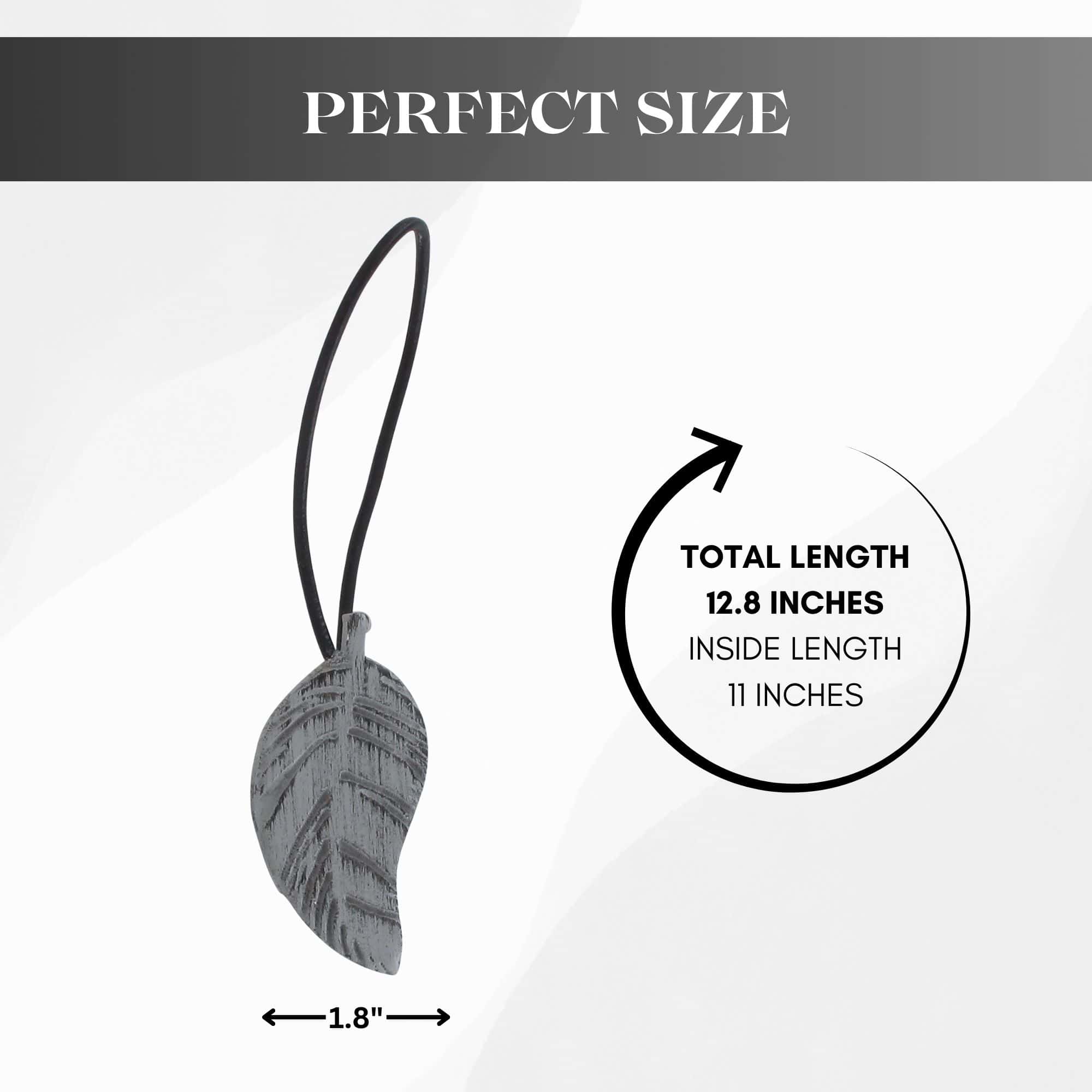 Evideco Set Of 2 Magnetic Wooden Leaf Curtain Tiebacks – Gray/Black Home Accessories Tie Backs & Magnets Magnetic Tie Backs Small Tie Backs For Window Sheers