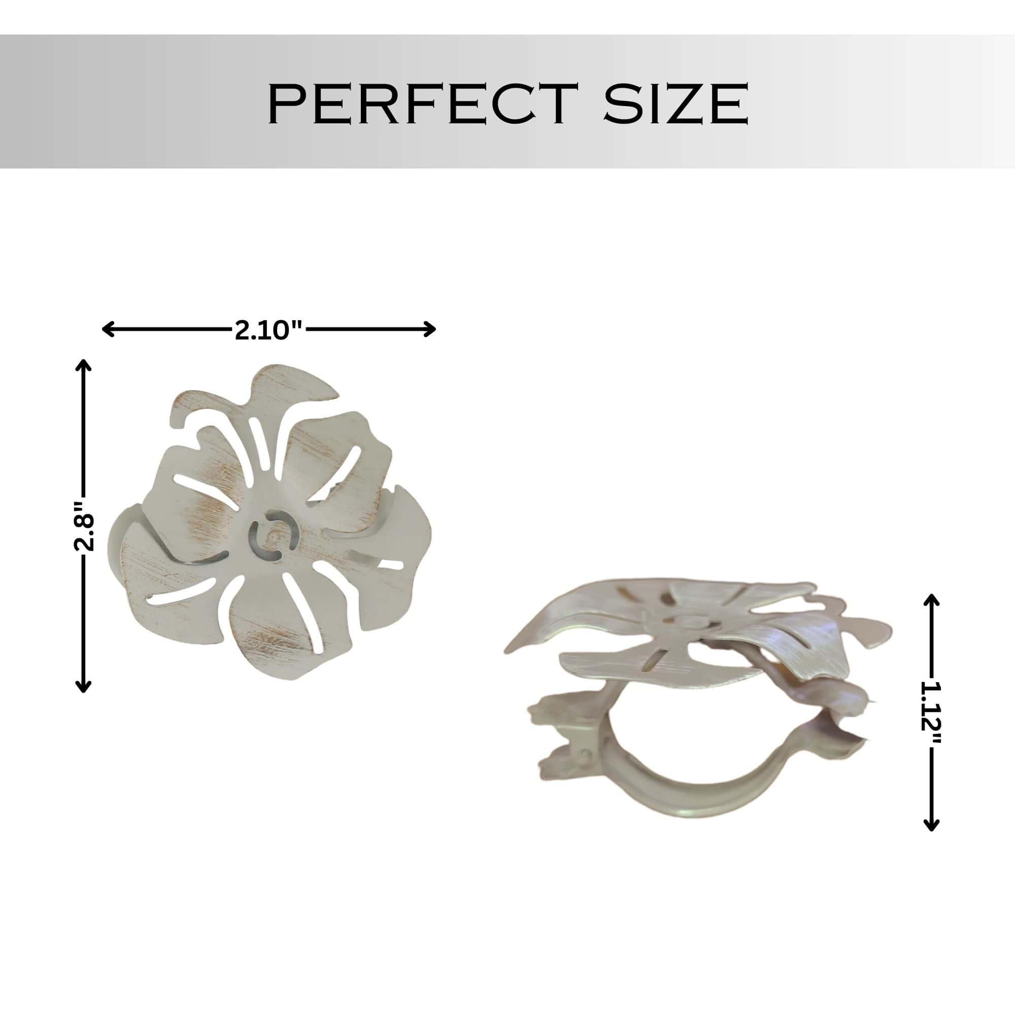 Evideco Set Of 2 Metal Curtain Tiebacks – Elegant Poppy Flower Design Clip – No Installation Required – Ivory/Gold Home Accessories Tie Backs & Magnets Curtain Clips Metal Curtain Clips