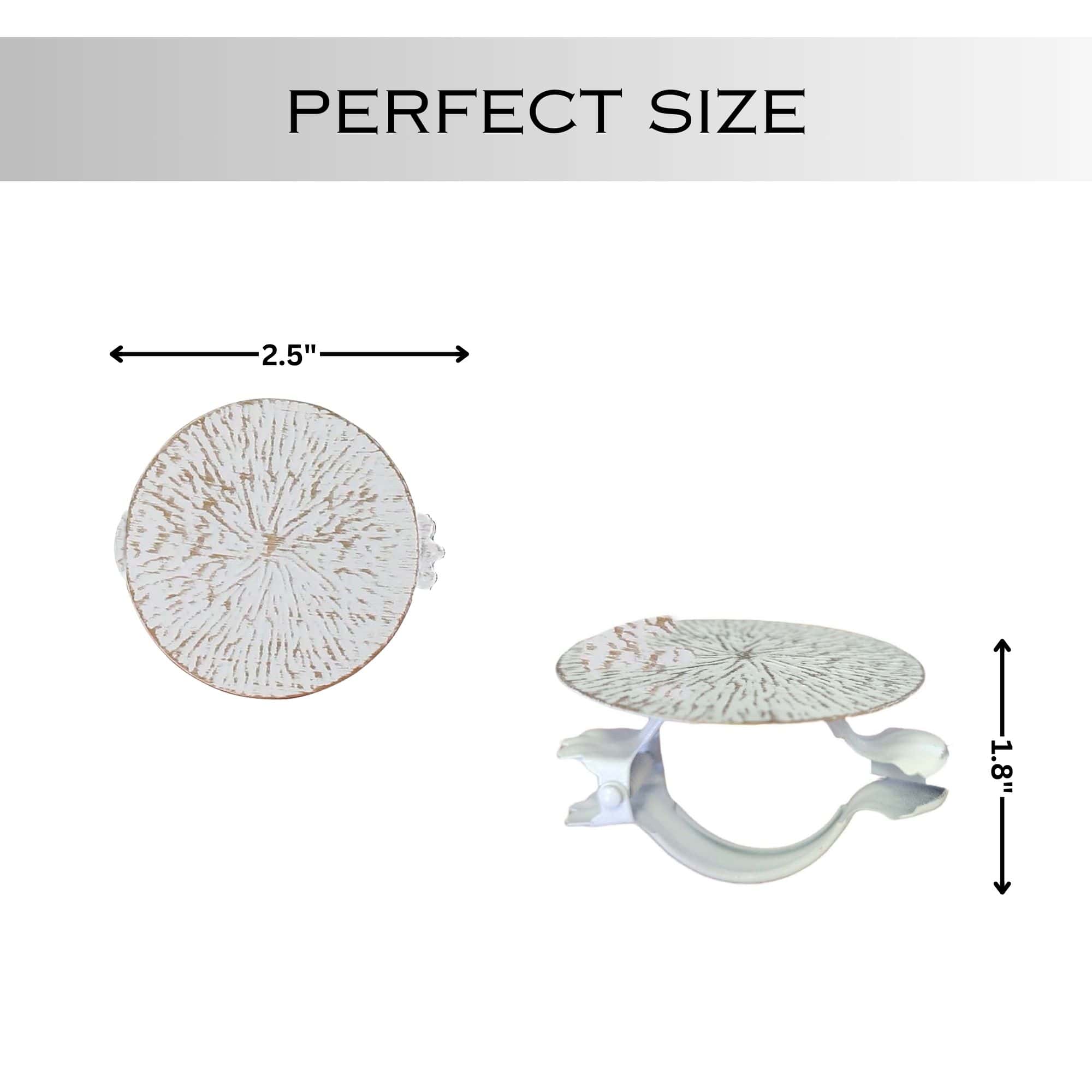 Evideco Set Of 2 Metal Curtain Tiebacks – Elegant Round Design Clips – White/Gold Home Accessories Tie Backs & Magnets Curtain Clips Metal Curtain Clips