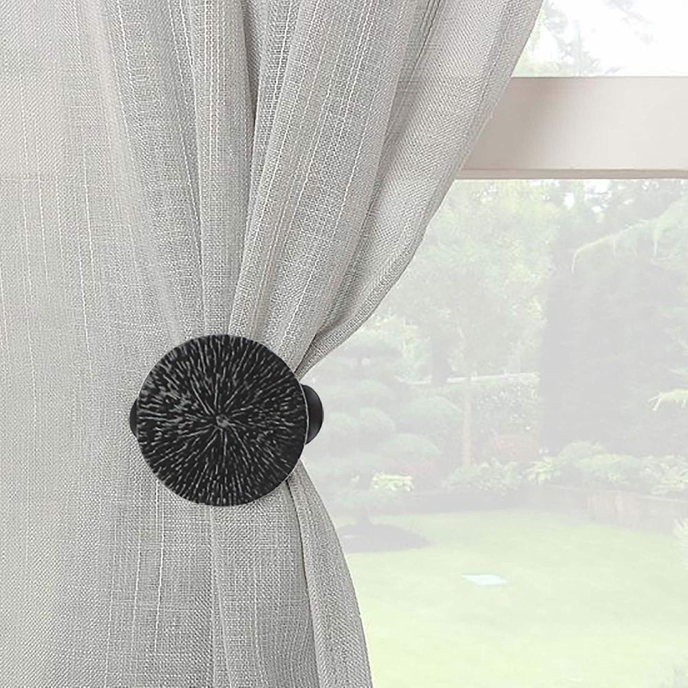 evideco Set of 2 Metal Curtain Tiebacks – Elegant Round Design Clips – Black/Silver Home Accessories Tie Backs & Magnets Curtain Clips Metal Curtain Clips