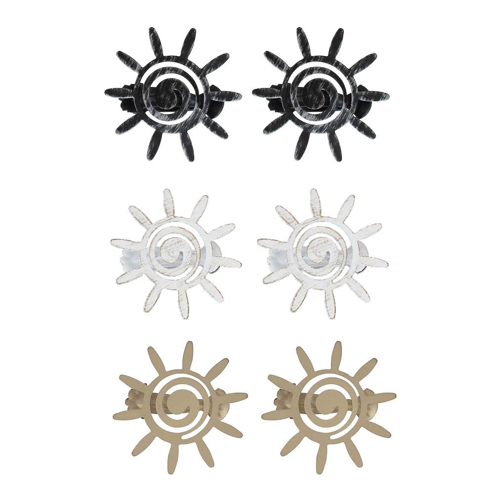 Evideco Set Of 2 Metal Curtain Tiebacks – Helios Sun Design – Elegant Decorative Clips For Drapes And Curtains – White/Gold Home Accessories Tie Backs & Magnets Curtain Clips Metal Curtain Clips