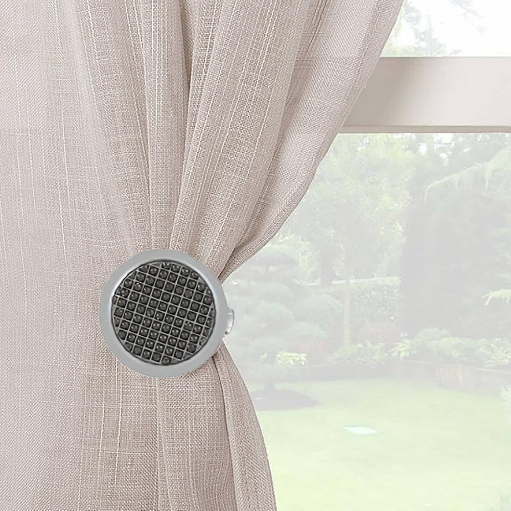 evideco Set of 2 Metal Curtain Tiebacks – Round Design Clip – No Installation Required – Silver Home Accessories Tie Backs & Magnets Curtain Clips Metal Curtain Clips