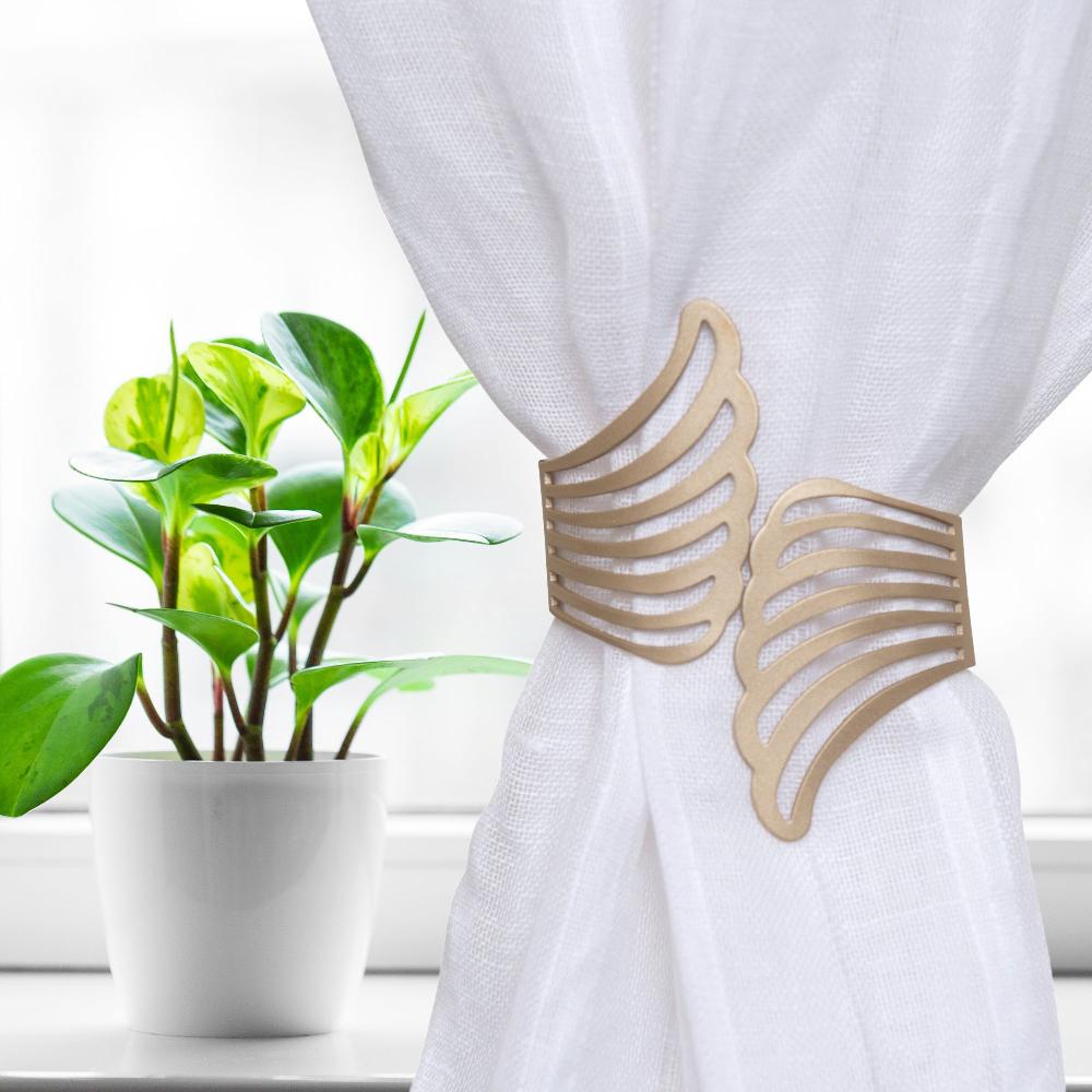 evideco Set of 2 Metal Wings Curtain Tiebacks – Elegant and Durable Design – Gold Home Accessories Tie Backs & Magnets Cuff Tie Backs Small Tie Backs For Window Sheers