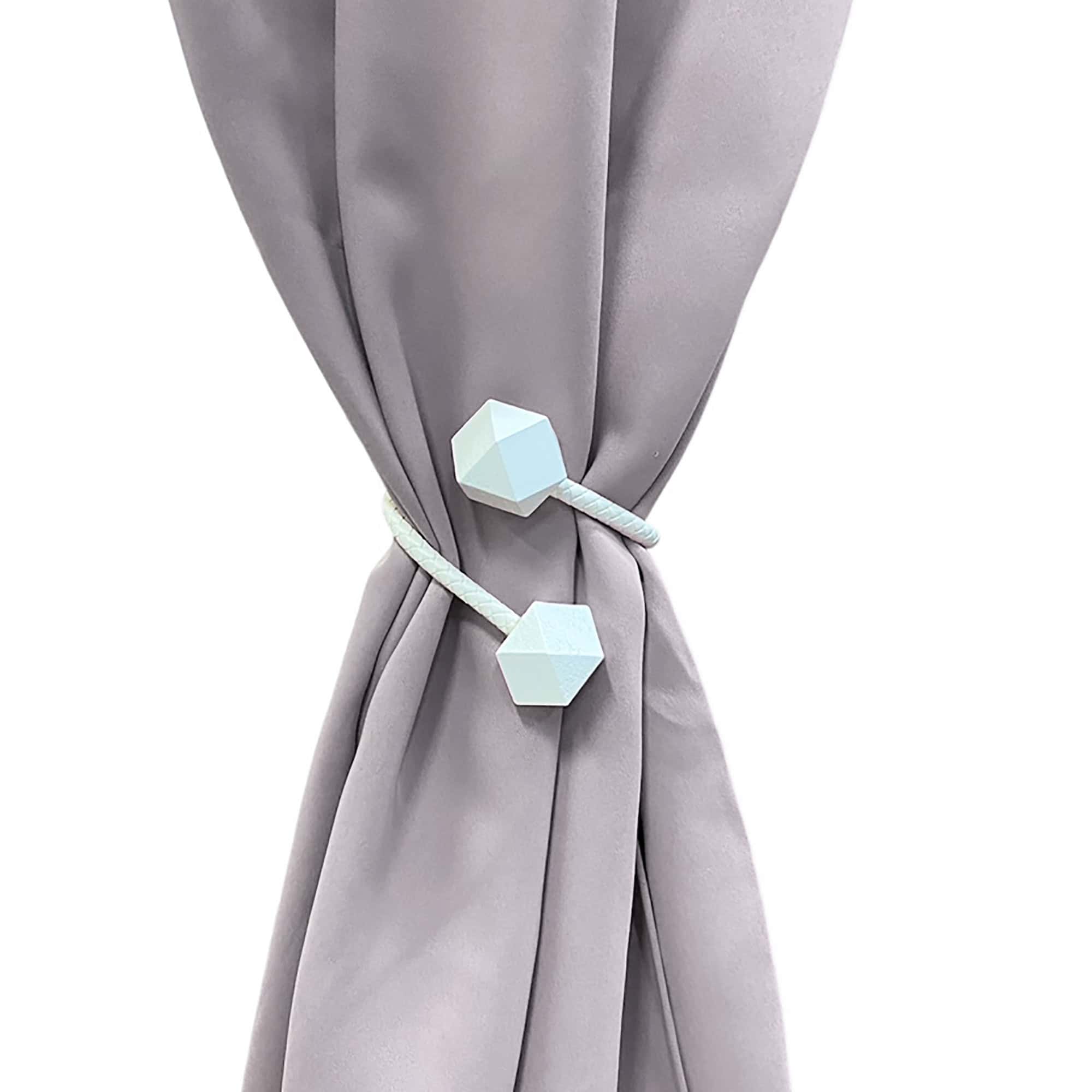 Evideco Set Of 2 Pure White Tiebacks – Flexible Design With Wooden Tips And Faux Leather Covering – Complete Your Window Treatments Home Accessories Tie Backs & Magnets Twist Tie Backs Large Tie Backs For Window Curtains & D