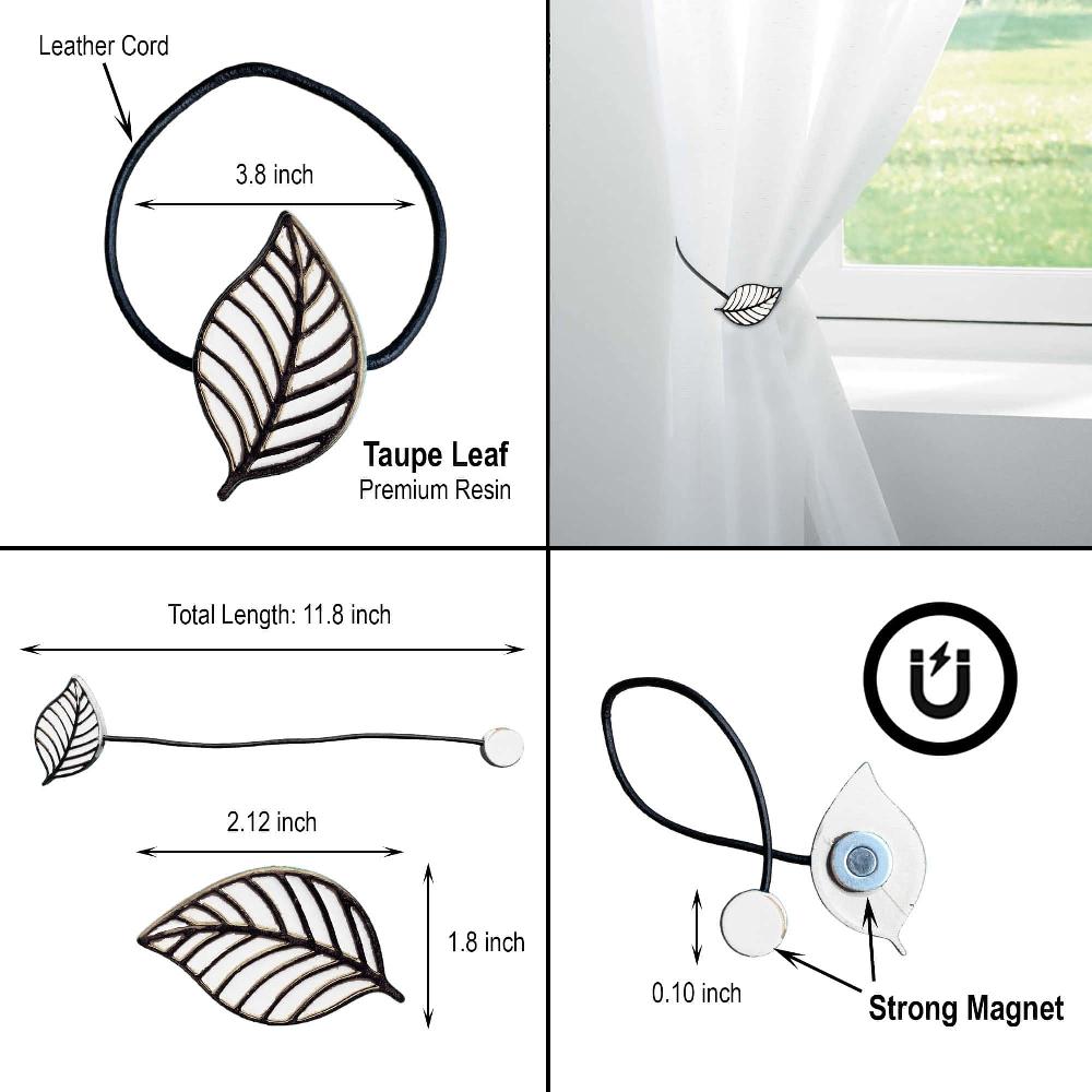 Evideco Set Of 2 White Magnetic Curtain Tiebacks – Stylish Leaf Design In Resin – Convenient Accessories For Draperies Home Accessories Tie Backs & Magnets