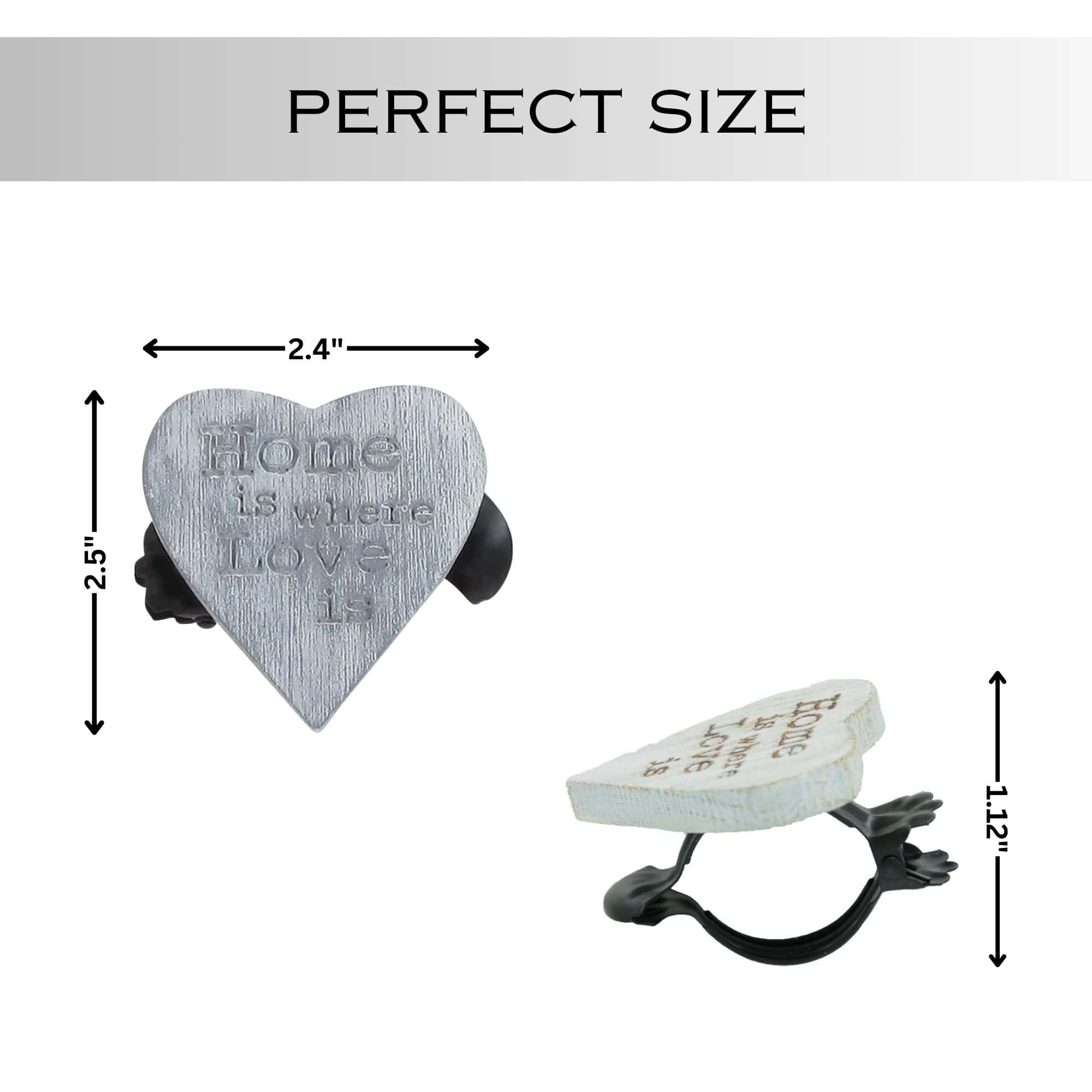 Evideco Set Of 2 Wooden Heart Curtain Tiebacks – Clip Design – Gray/White Home Accessories Tie Backs & Magnets Curtain Clips Wood Curtain Clips