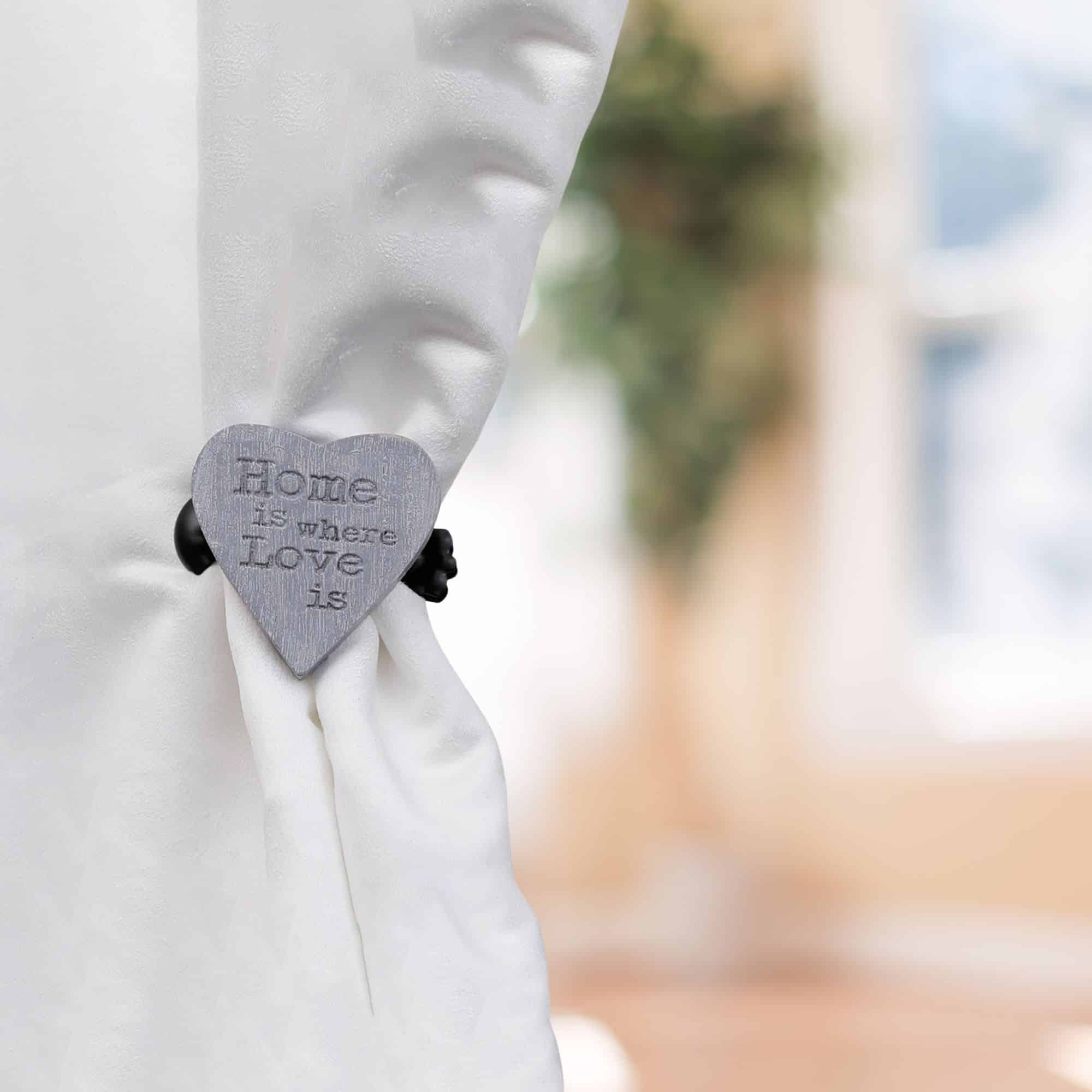 Evideco Set Of 2 Wooden Heart Curtain Tiebacks – Clip Design – Gray/White Home Accessories Tie Backs & Magnets Curtain Clips Wood Curtain Clips