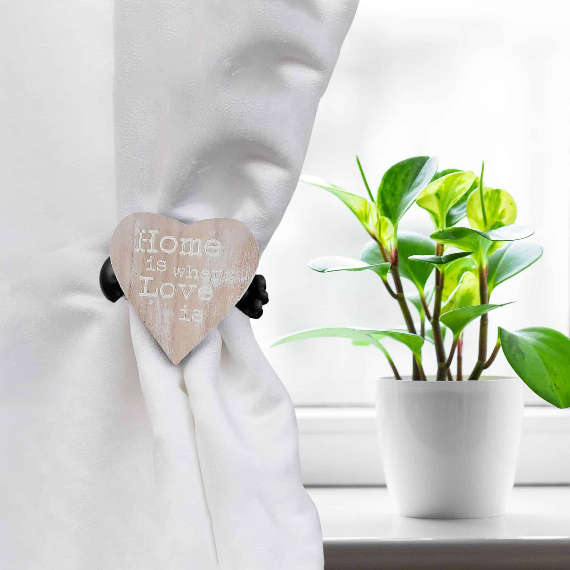 evideco Set of 2 Wooden Heart Curtain Tiebacks – Clip Design – Natural Home Accessories Tie Backs & Magnets Curtain Clips Wood Curtain Clips