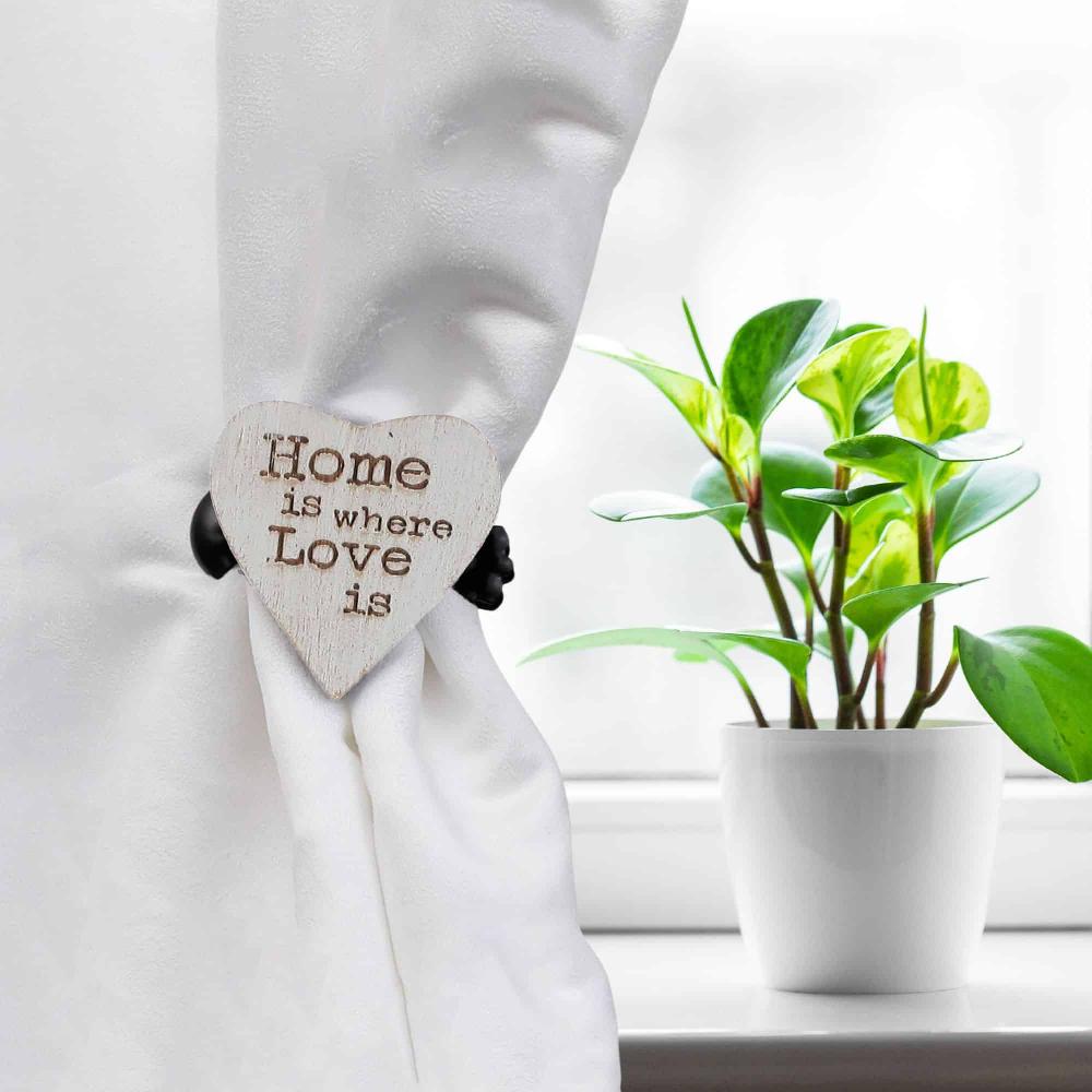 evideco Set of 2 Wooden Heart Curtain Tiebacks – Clip Design – White/Gold Home Accessories Tie Backs & Magnets Curtain Clips Wood Curtain Clips