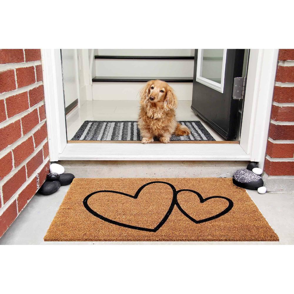 evideco Sheltered Coconut Door Mat Printed Hearts 30×18 Natural Home Accessories Door Mats