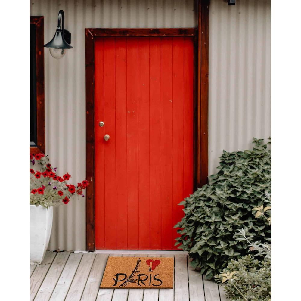 Evideco Sheltered Coconut Door Mat Printed Paris Eiffel 24×16 Natural Home Accessories Door Mats
