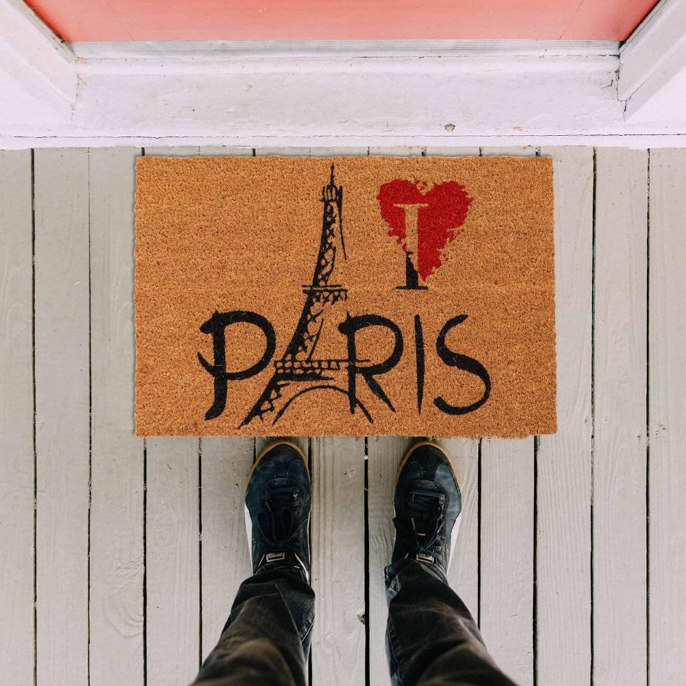 evideco Sheltered Coconut Door Mat Printed Paris Eiffel 24×16 Natural Home Accessories Door Mats