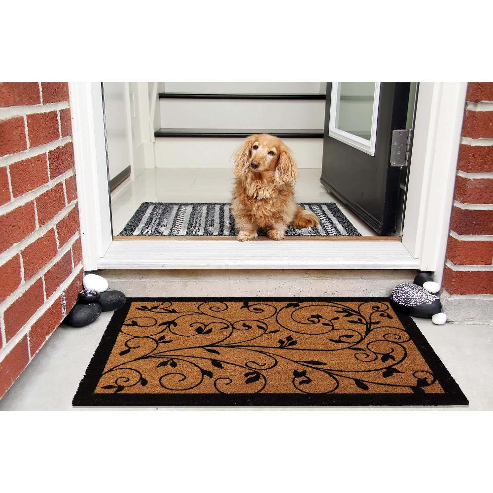 evideco Sheltered Coir Door Mat Leafy Vine Print 30×18 Inch – Made of Natural Coconut Fibers – Superior Durability & Effective Dirt Trapping Home Accessories Door Mats